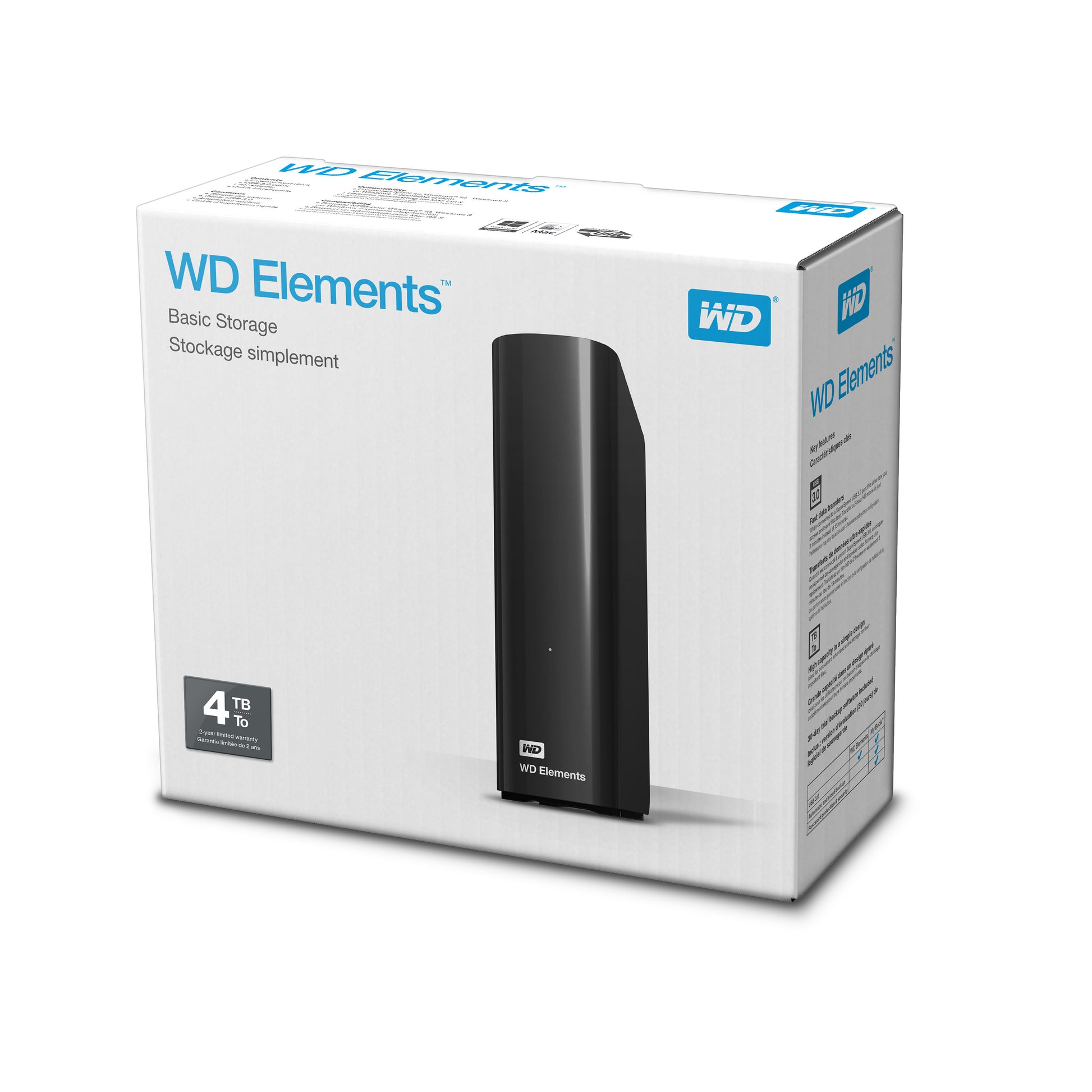 Western Digital Elements Schwarzes Speichergerät – 4 TB, USB 3.0/2.0, 3,5"