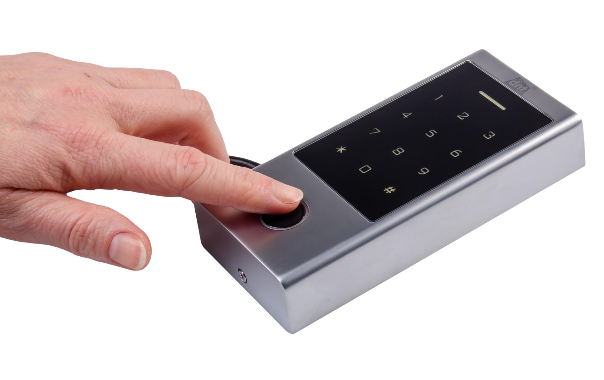 DNT Fingerprint-Codeschloss BioAccess PRO – 68 × 25 × 145 mm, silber, IP66