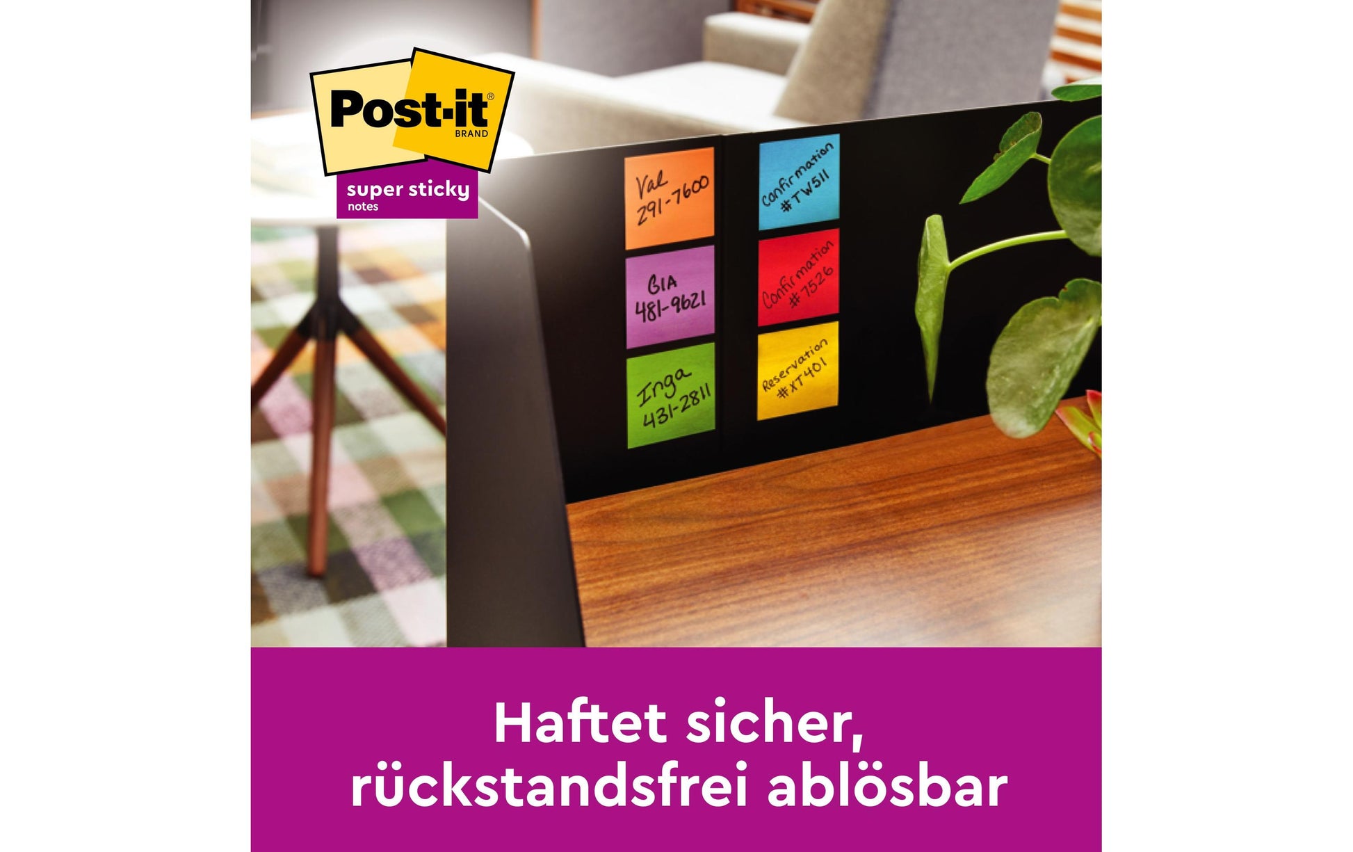 3M Post-it Haftnotizen Super Sticky – 76×76 mm – sortiert, 16×90 Blatt, PEFC