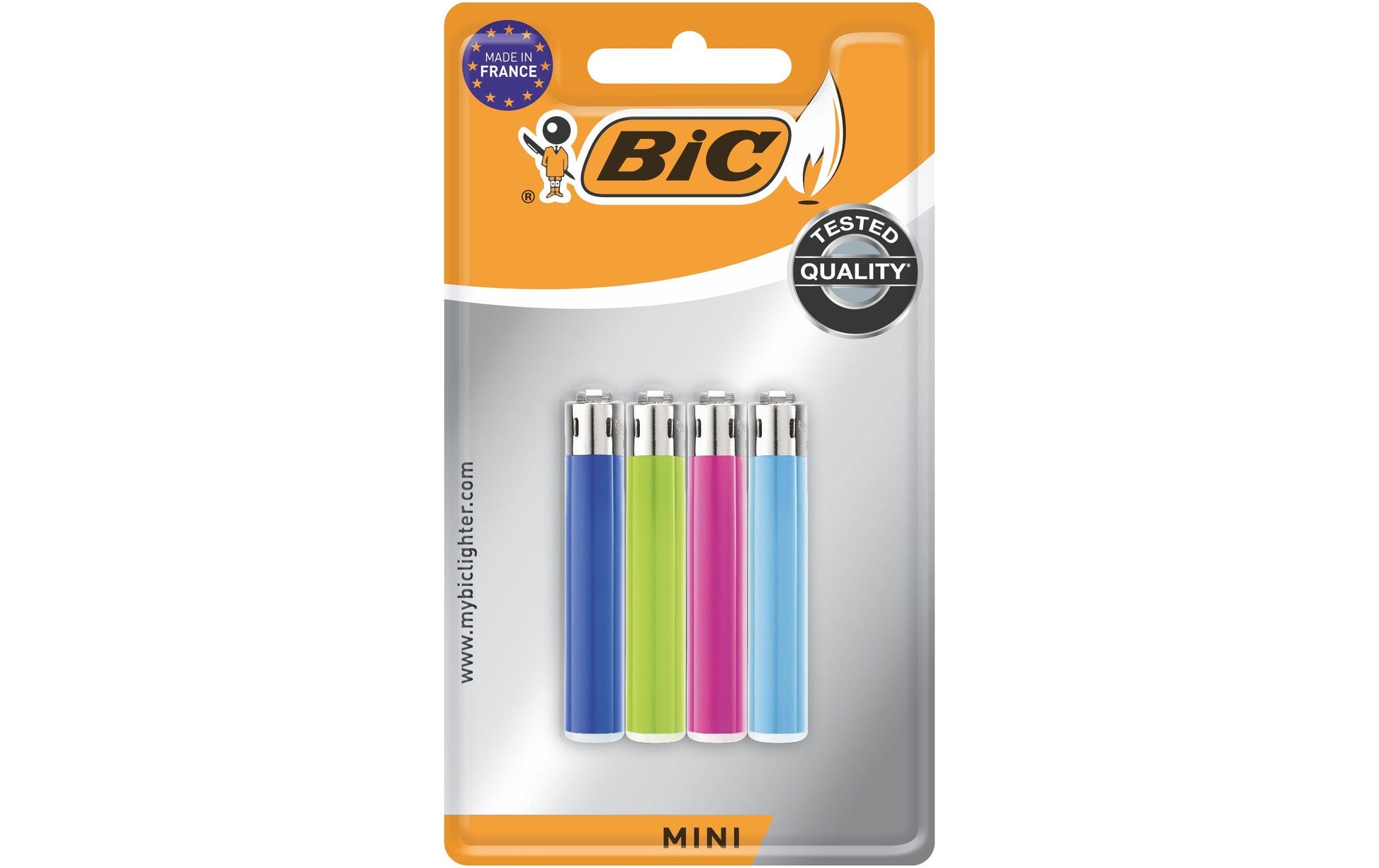 BIC Einweg-Feuerzeuge J25 Mini Reibrad – Mehrfarbig – Kunststoff