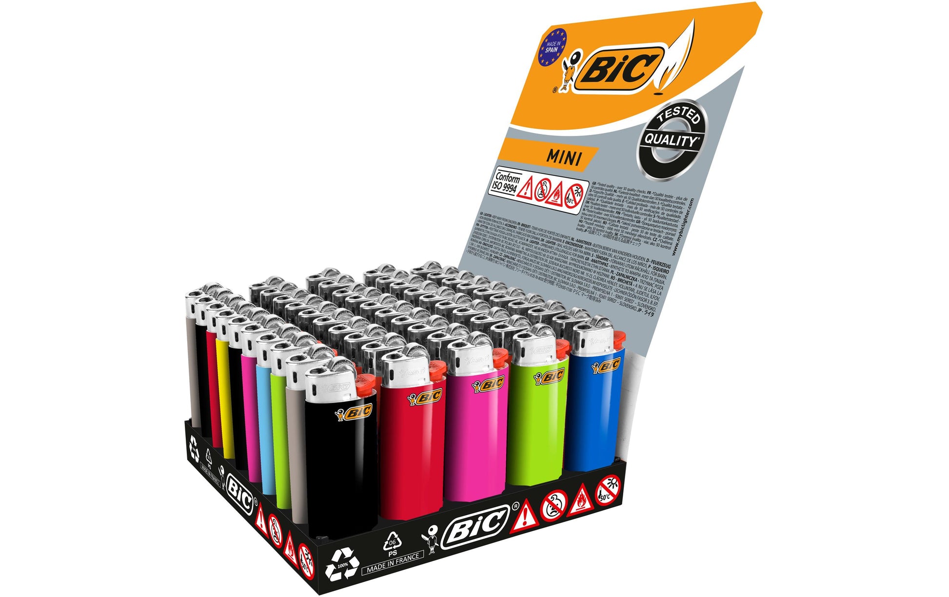 BIC Feuerzeuge J25 – mehrfarbig – Kunststoff – 50 Stk