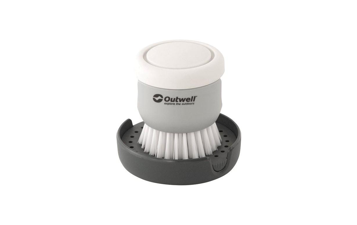 Outwell Kitson Abwaschbürste – Polypropylen (PP), SAN, Silikon, 9 cm, grau, mit Seifenspender, 2er-Set