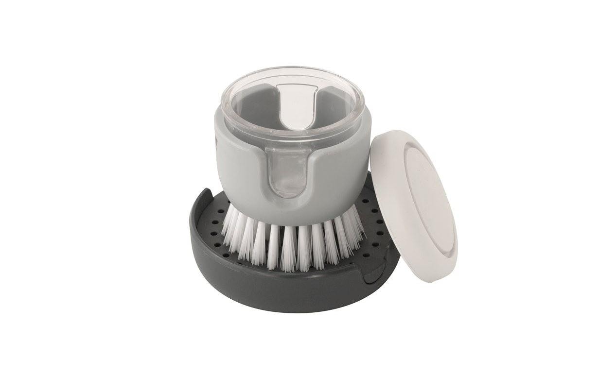 Outwell Kitson Abwaschbürste – Polypropylen (PP), SAN, Silikon, 9 cm, grau, mit Seifenspender, 2er-Set