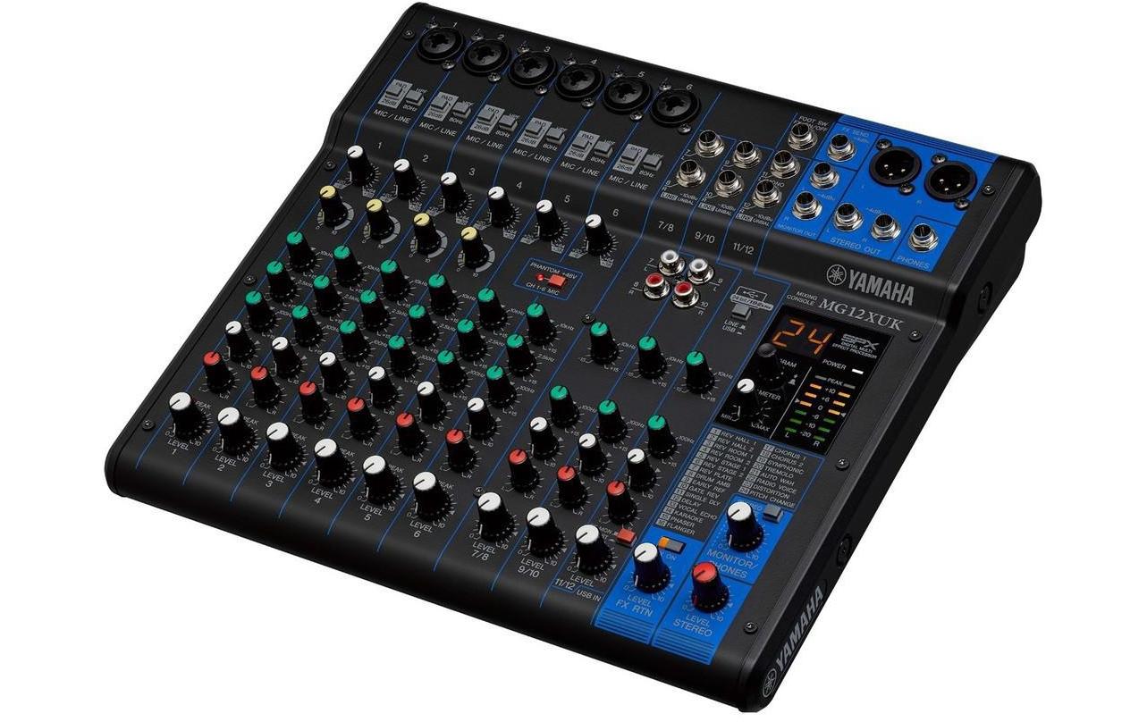 Yamaha MG12XUK – 6-Kanal Mischpult, USB-Audio, Effekt-Sektion, Schwarz