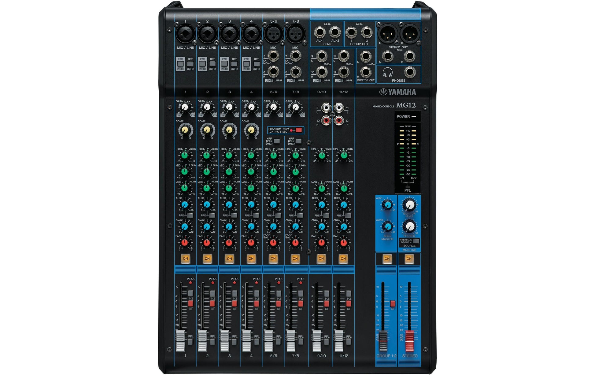 Yamaha MG12 – 12-Kanal Mischpult, 24 Bit, 192 kHz