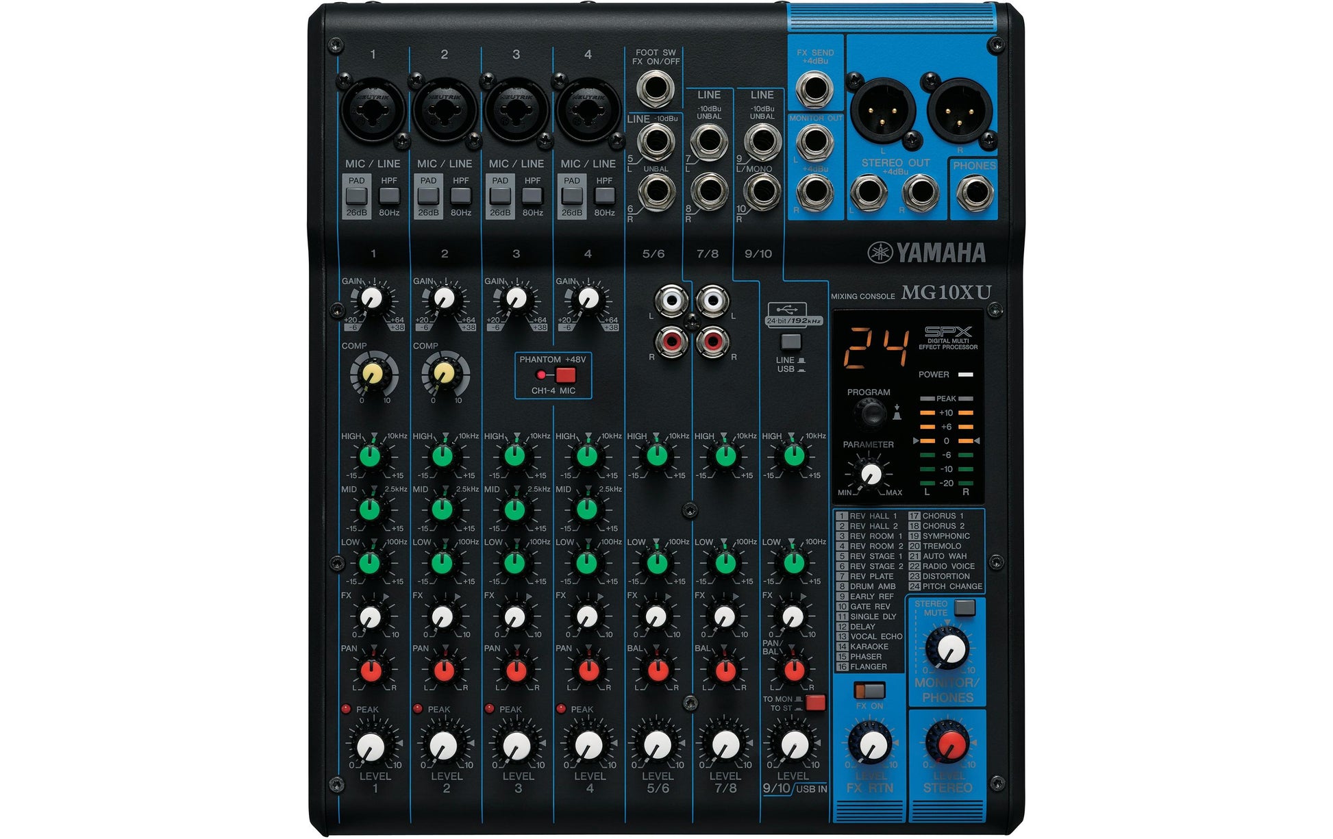 Yamaha MG10XU – 10-Kanal Mixer, USB-Audio, integrierte Effektsektion, Schwarz