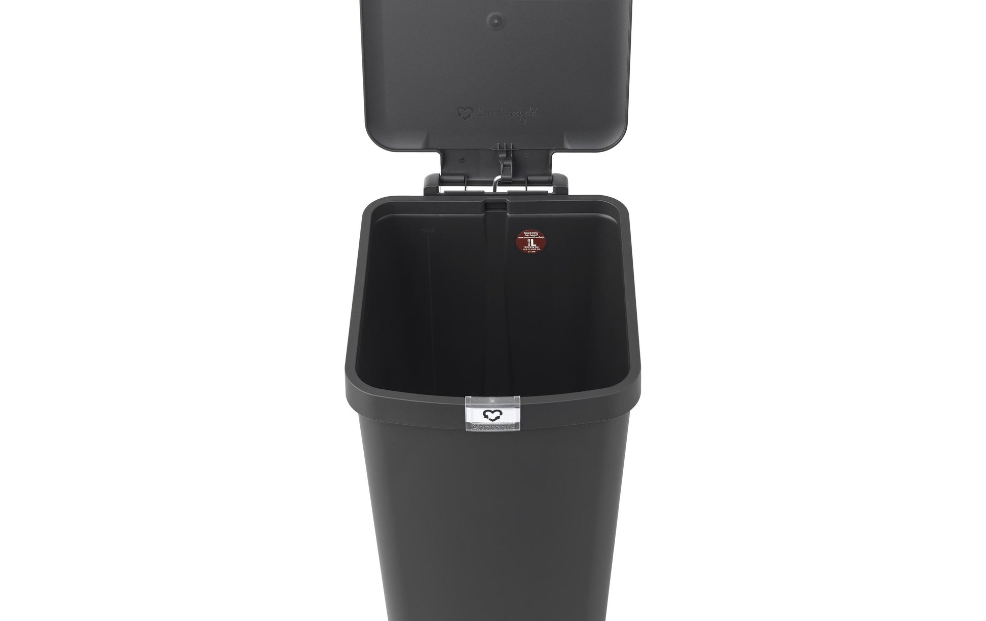 Brabantia StepUp Papierkorb – 40 l – Kunststoff, Dunkelgrau – B × H × T 352 × 666 × 280 mm
