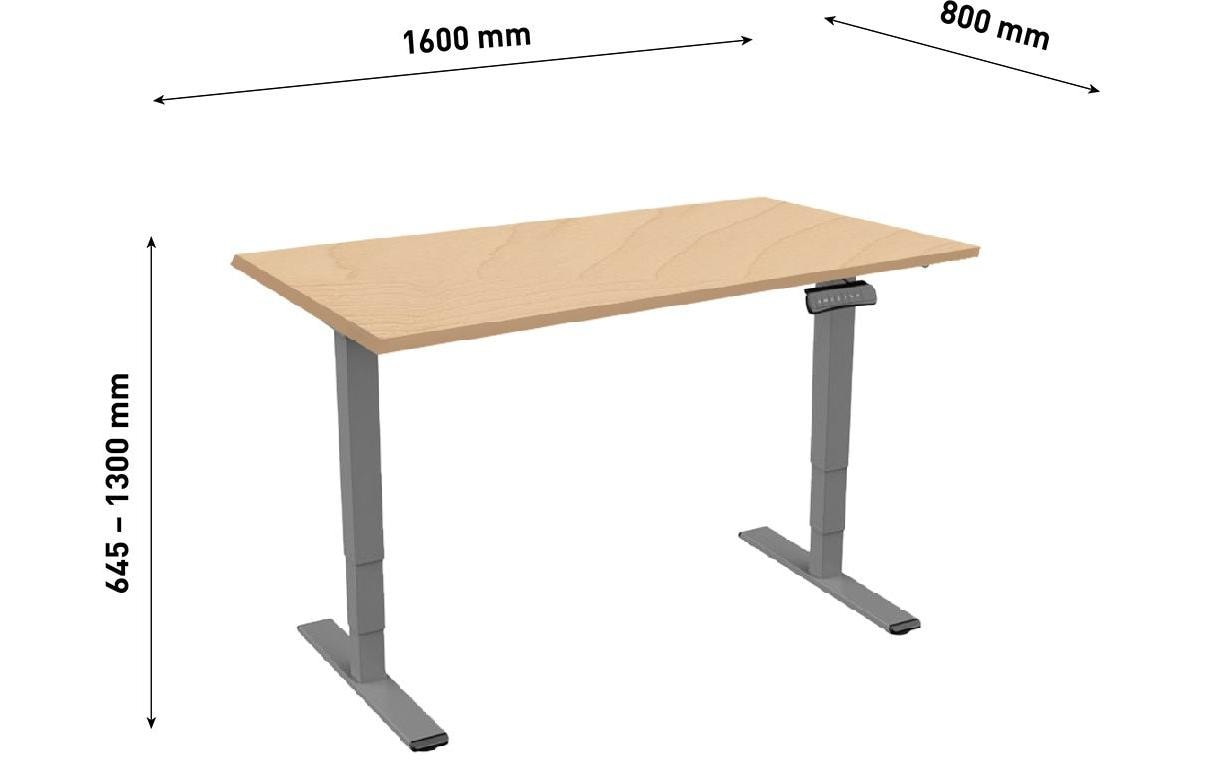 Contini Stehtisch – 160 × 80 × 170 cm – Ahorn – Höhenverstellbar