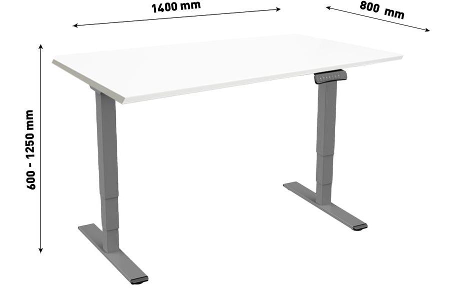 Contini Stehtisch – 140 × 80 × 170 cm – grau – höhenverstellbar