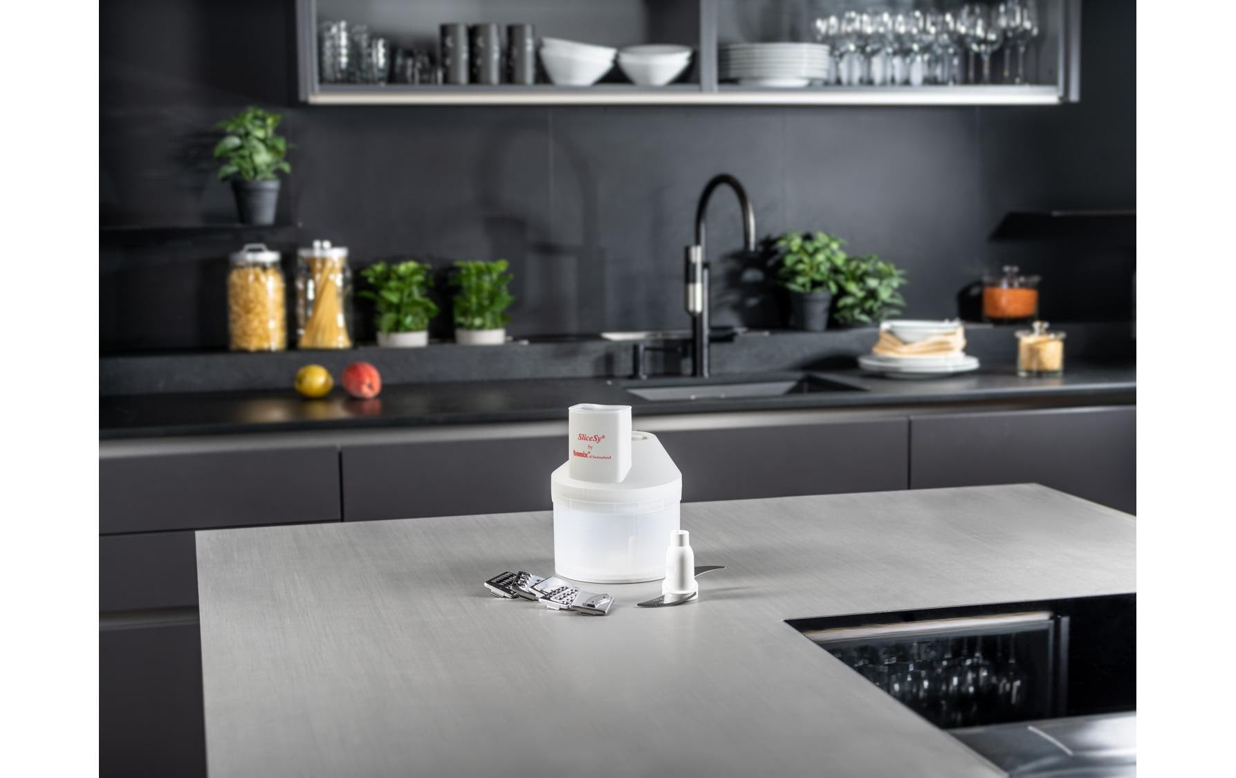 Bamix Stabmixer-Aufsatz SliceSy – für Stabmixer, Kunststoff, Grau
