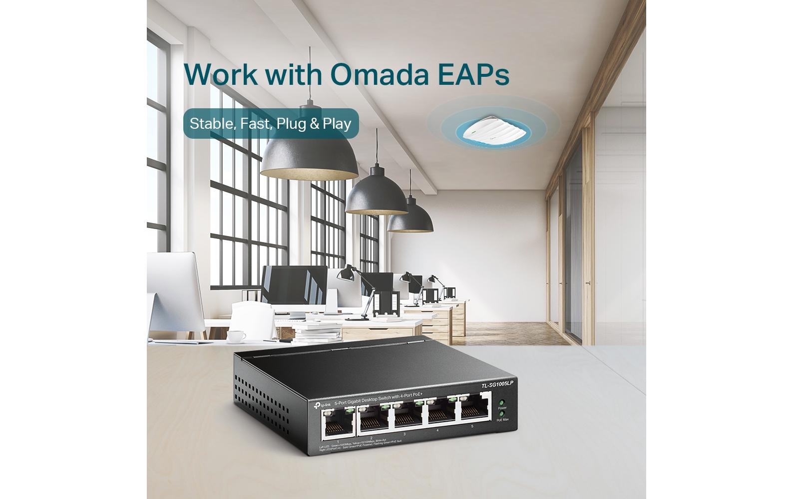 TP-Link TL-SG1005LP – Switch – 5×GbE, PoE+ 40 W