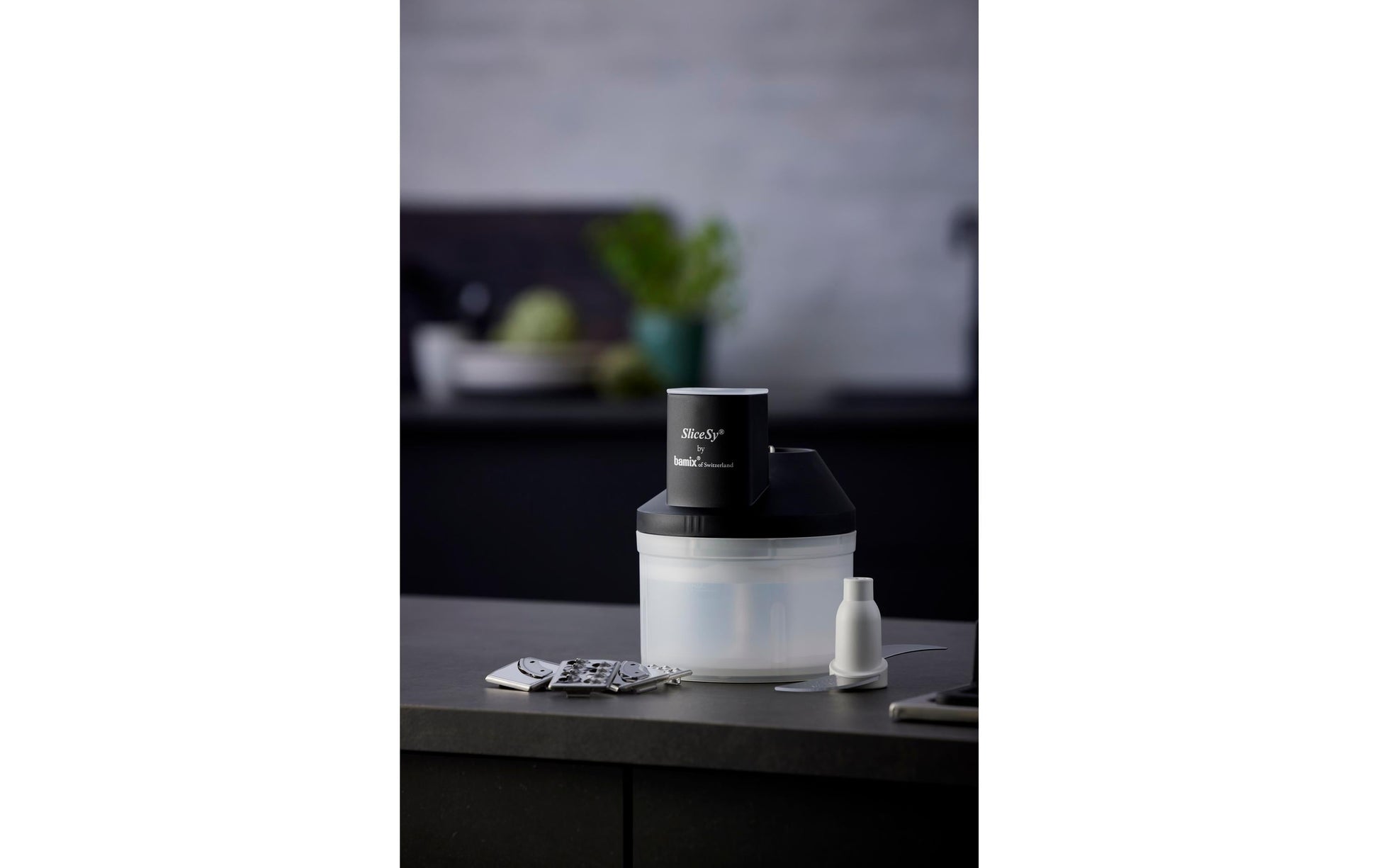 Bamix Stabmixer-Aufsatz Zerkleinerer SliceSy – für Stabmixer, Kunststoff, Schwarz