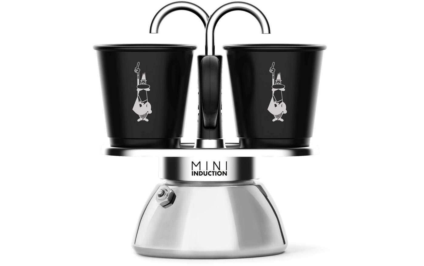Bialetti Mini Express Espressokanne – 130 ml, 2 Tassen, für Induktion, Schwarz