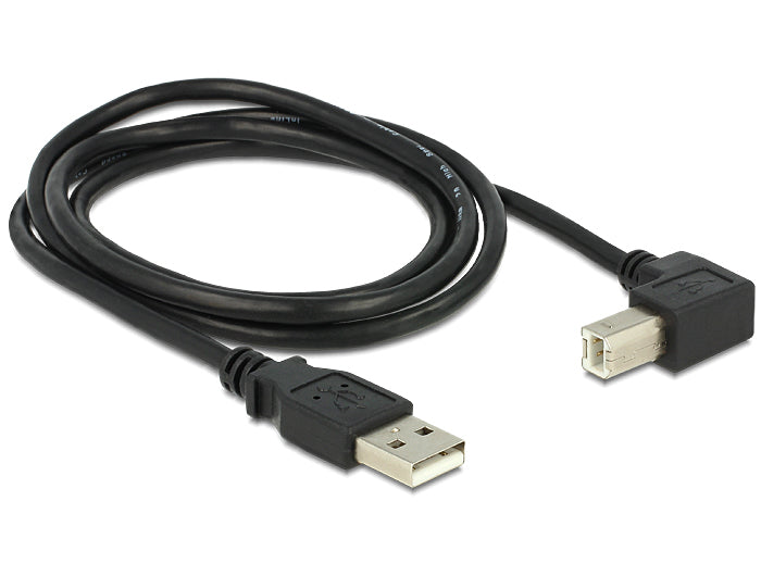 DeLOCK USB-A auf USB-B Kabel – USB 2.0 (480 Mbit/s) – 1 m – Abgewinkelt – Schwarz