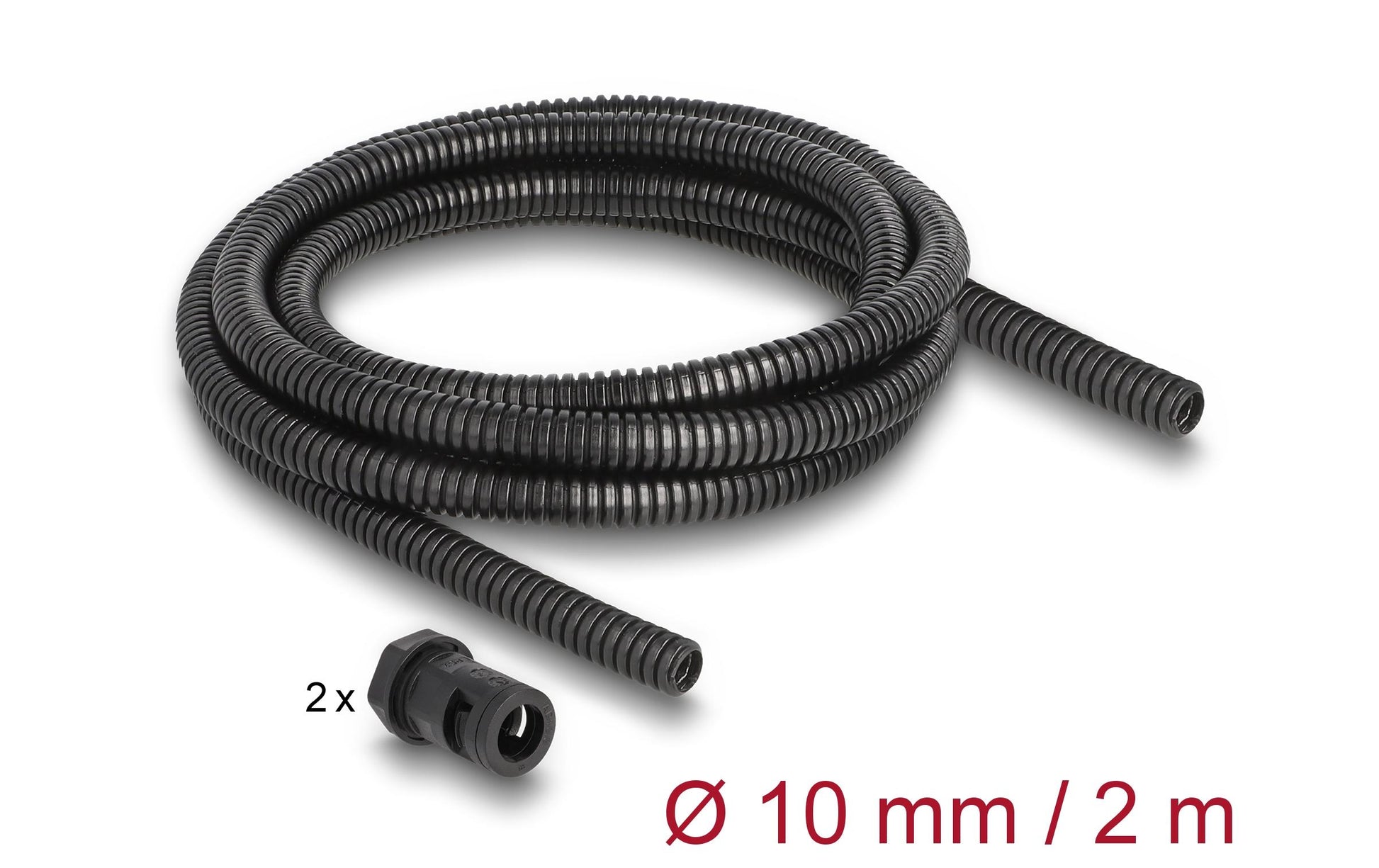 DeLOCK Kabelschlauch – Ø 10 mm – 2 m – Kunststoff – Schwarz