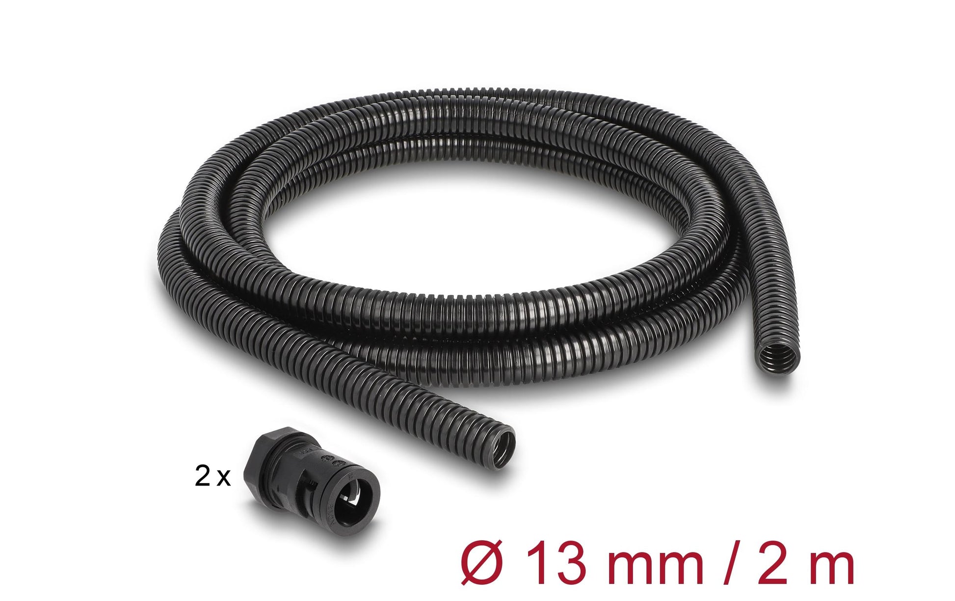 DeLOCK Kabelschlauch, Ø 13 mm × 2 m, IP67, wasserfest – schwarz