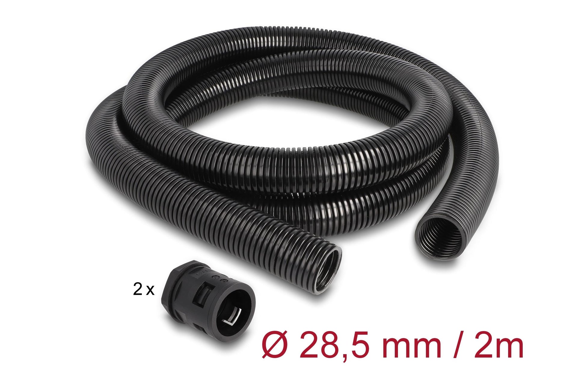 DeLOCK Kabelschutzschlauch – 28,5 mm × 2 m – Schwarz – IP67 – Kunststoff