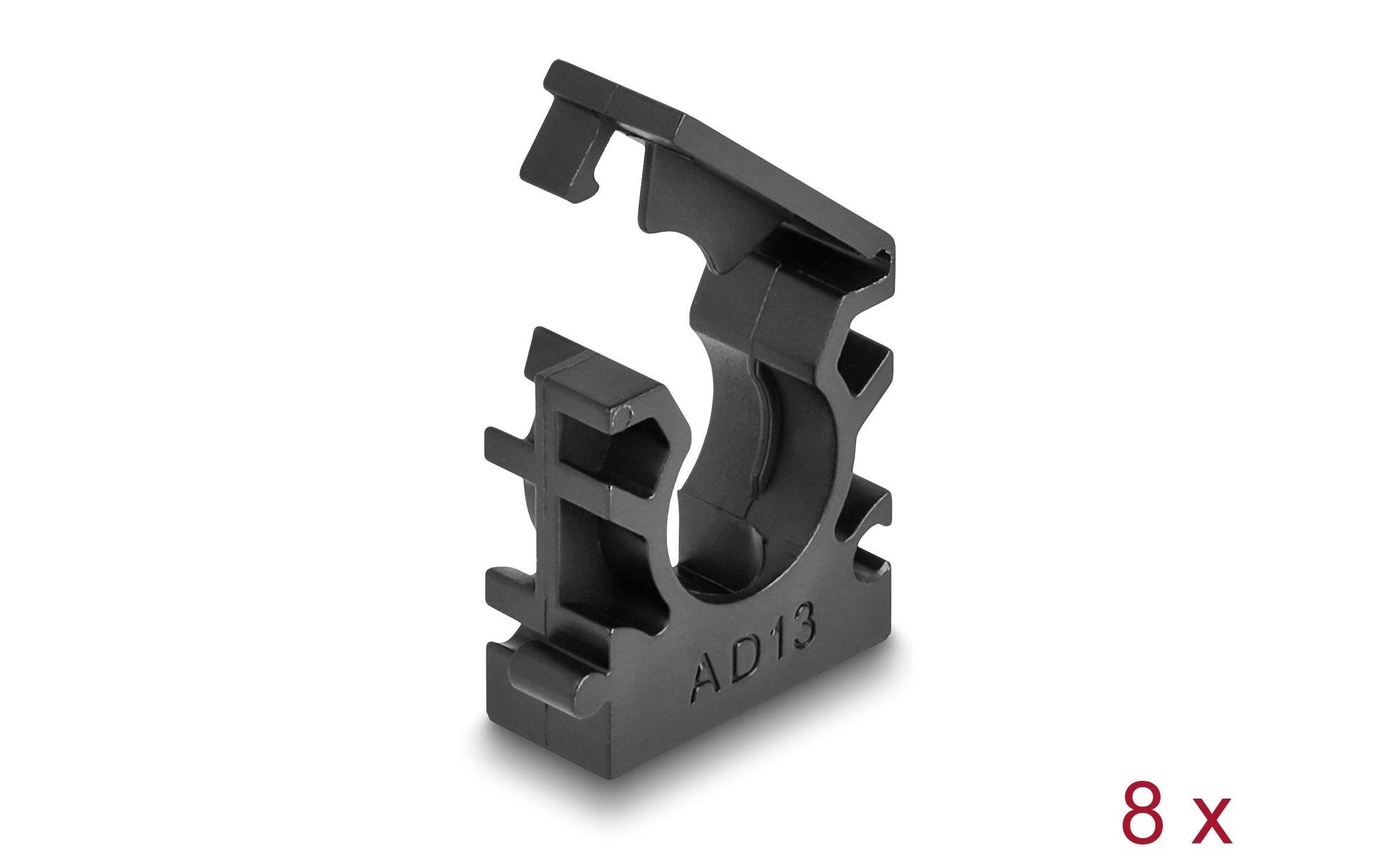 DeLOCK Kabelhalter mit Verschlussclip, Ø 13 mm, 8er-Pack – schwarz