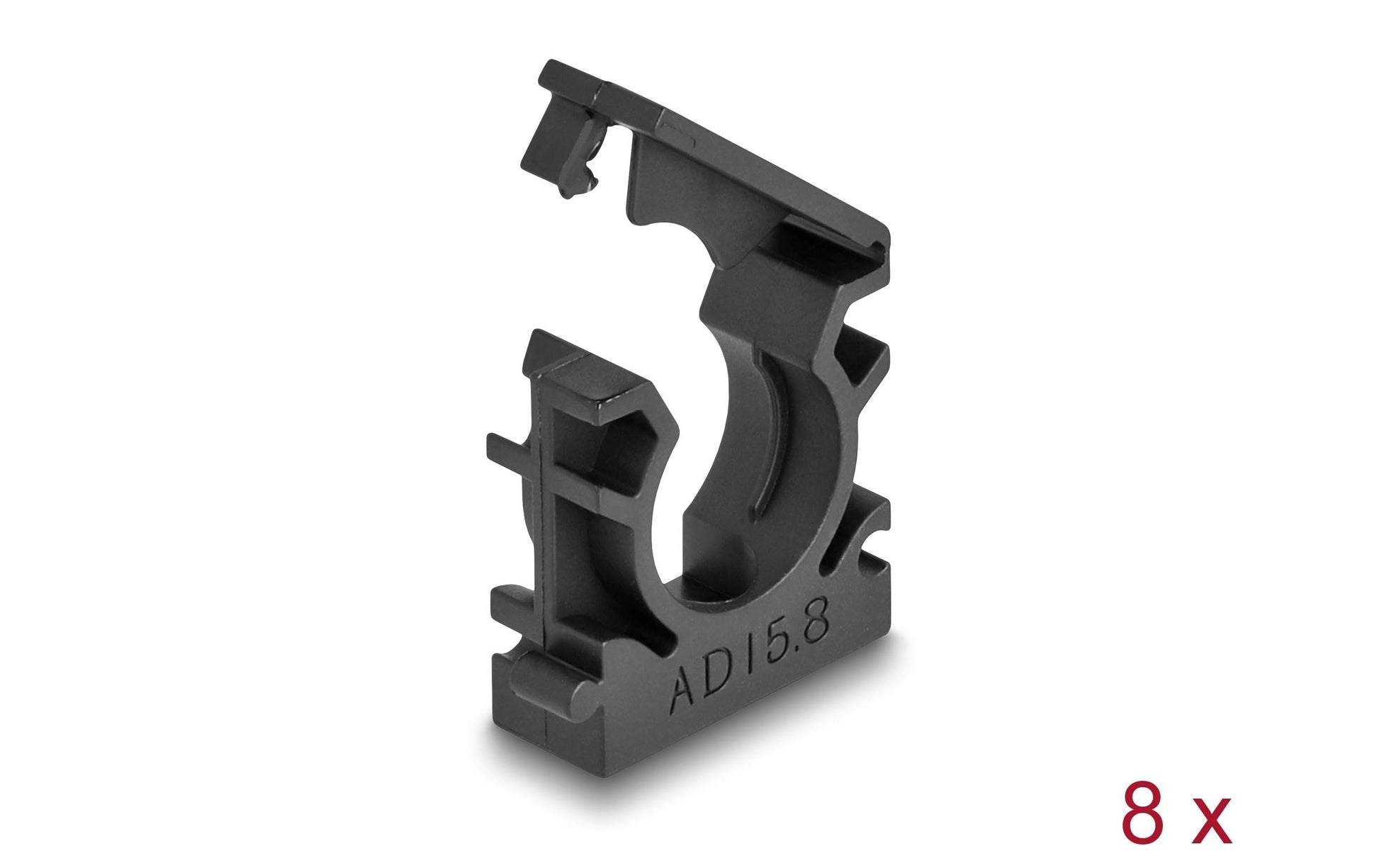 DeLOCK Kabelschlauchhalter – 30 mm × 23 mm, Kunststoff, Schwarz, mit Verschlussclip, 8er-Pack