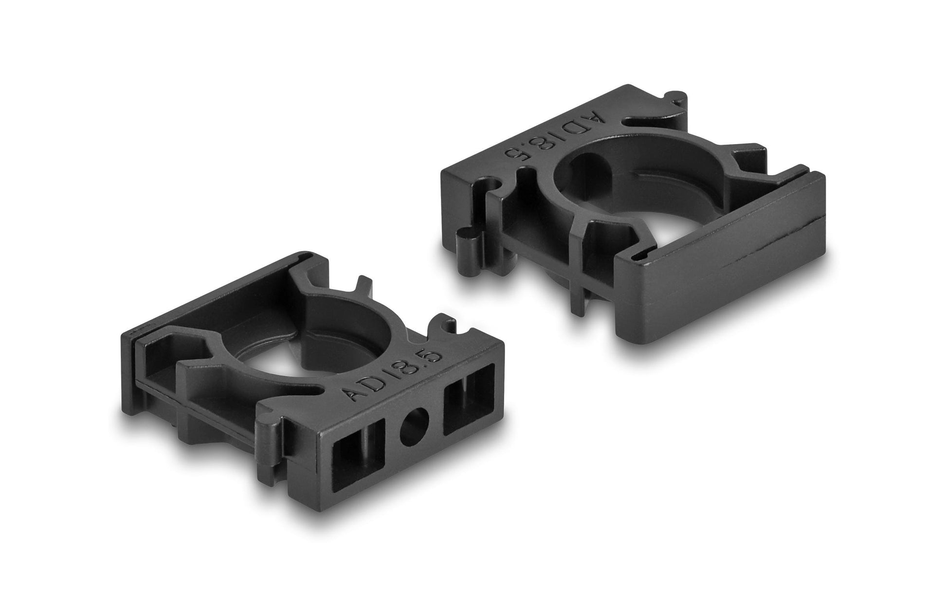 DeLOCK Kabelschlauchhalter – 30 × 35 mm, Kunststoff, Schwarz, mit Verschlussclip, 8er-Pack