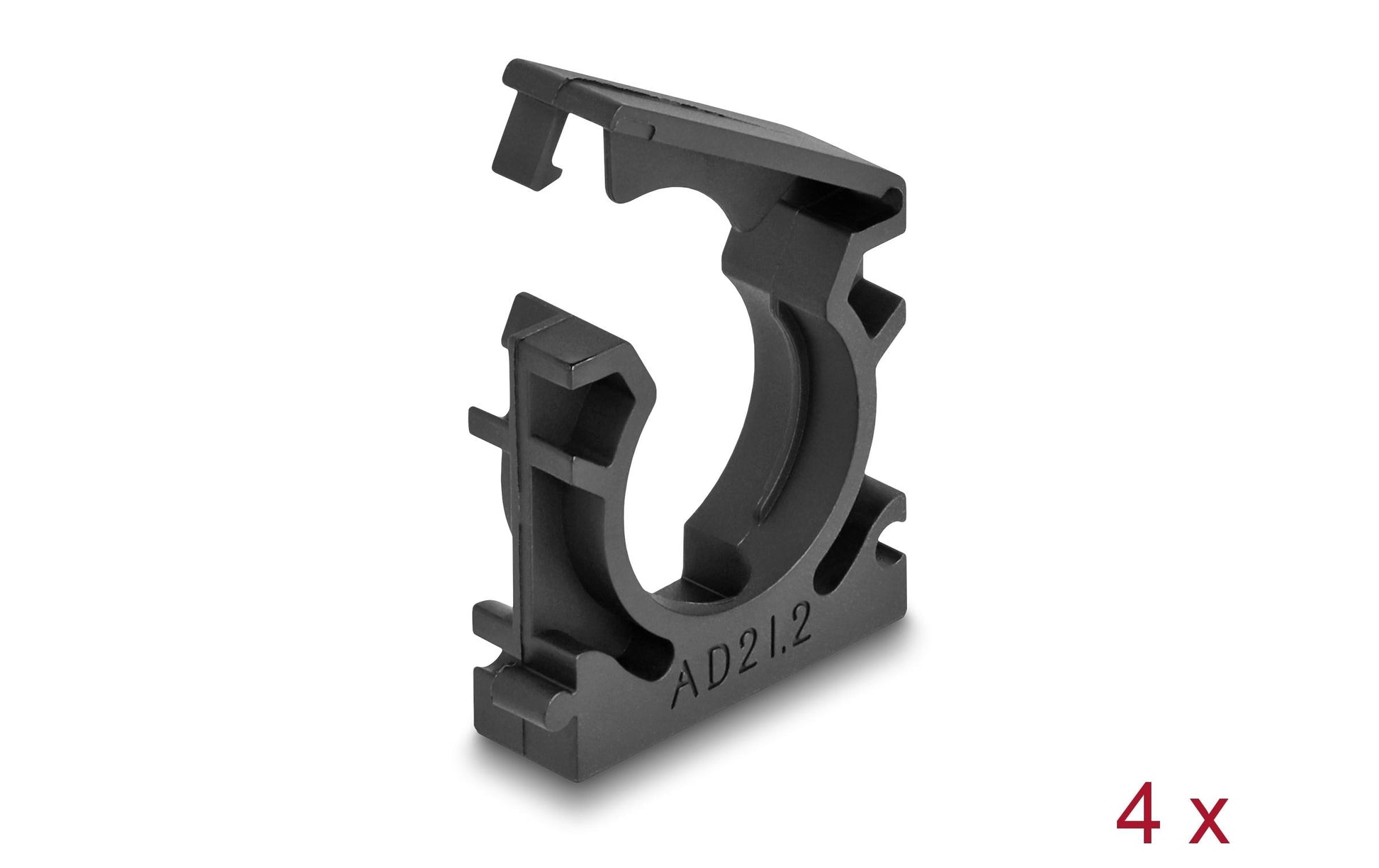 DeLOCK Kabelhalter mit Verschlussclip, Ø 21,2 mm, 4er-Pack – schwarz