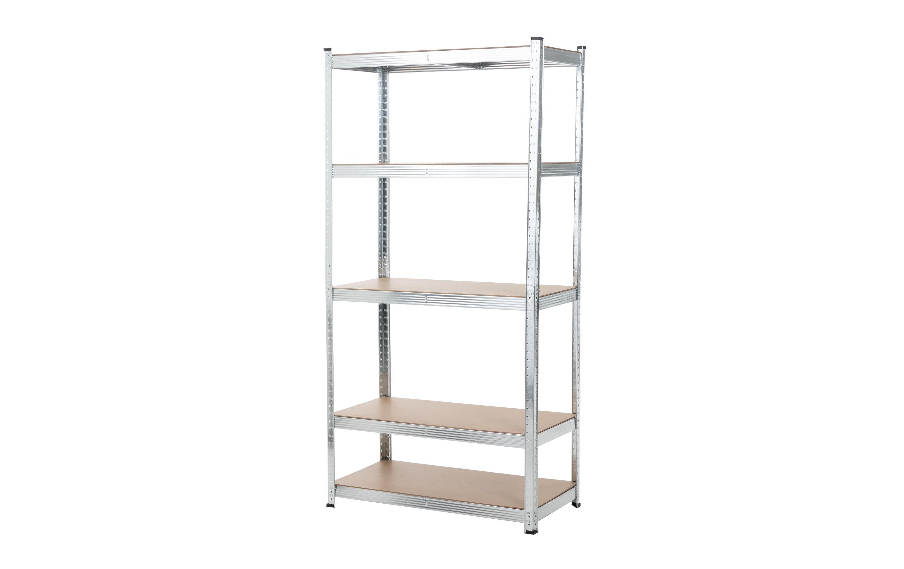 Struct Regal – MDF, Silber, 120 × 180 × 45 cm, 5 Tablare, Traglast pro Tablar 175 kg