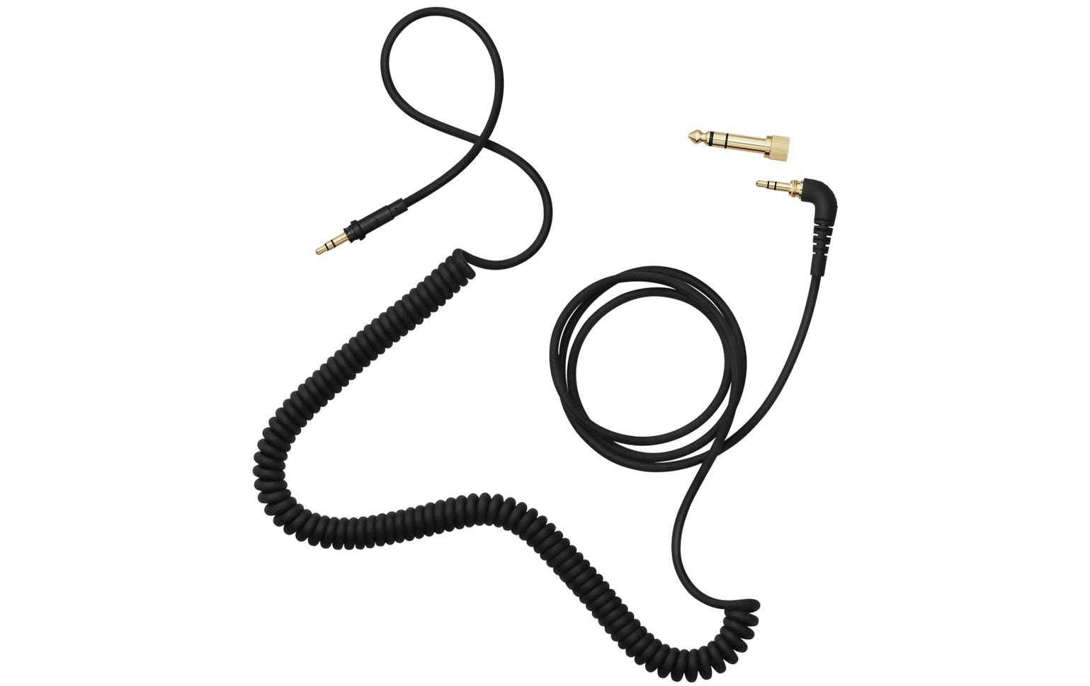 AIAIAI 3,5-mm-Klinkenkabel – Stecker–90° Stecker – 1,5 m, Spiralkabel, inkl. Adapter