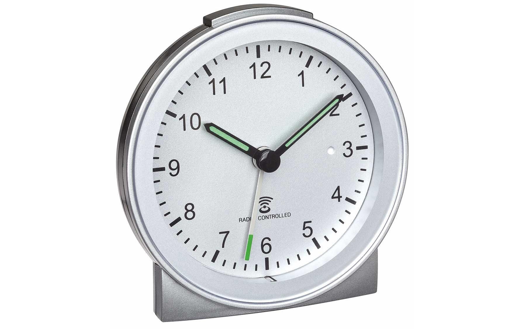 TFA-Dostmann TFA Dostmann Quarz-Wecker – Funk, analog, 8,1 × 8,4 × 3,1 cm, Silber, Kunststoff