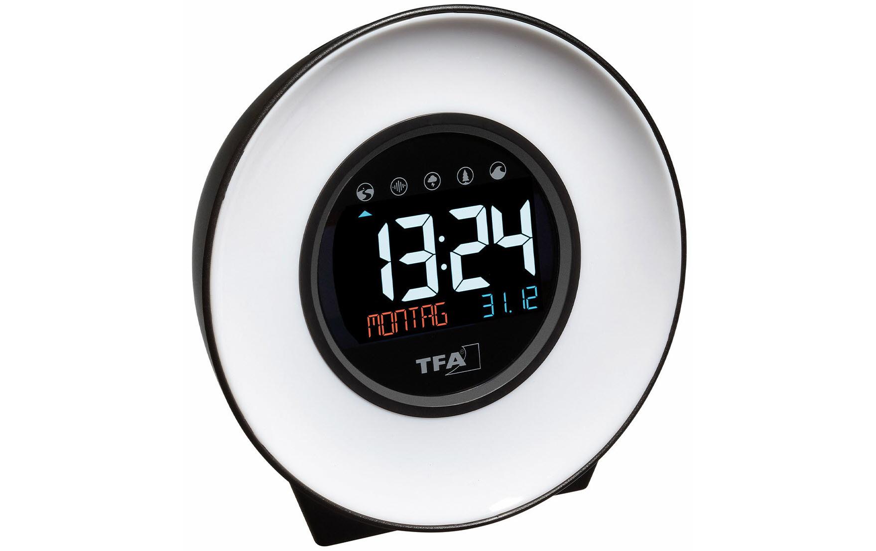 TFA-Dostmann TFA Dostmann MOODLIGHT Lichtwecker – Digital, Wecklicht, Schlummerfunktion, 13,8 × 13,9 × 9,2 cm, Mehrfarbig, Kunststoff
