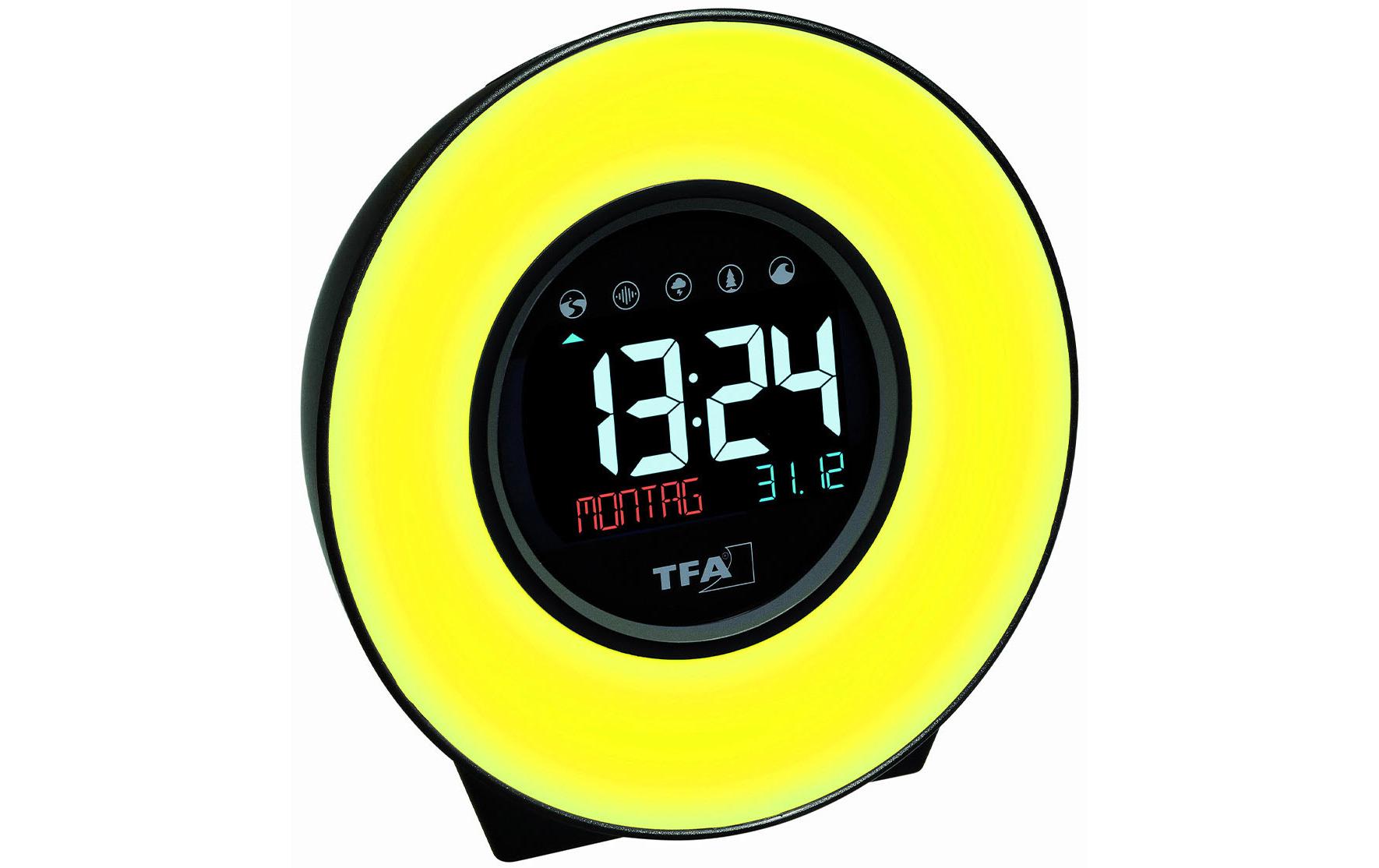 TFA-Dostmann TFA Dostmann MOODLIGHT Lichtwecker – Digital, Wecklicht, Schlummerfunktion, 13,8 × 13,9 × 9,2 cm, Mehrfarbig, Kunststoff