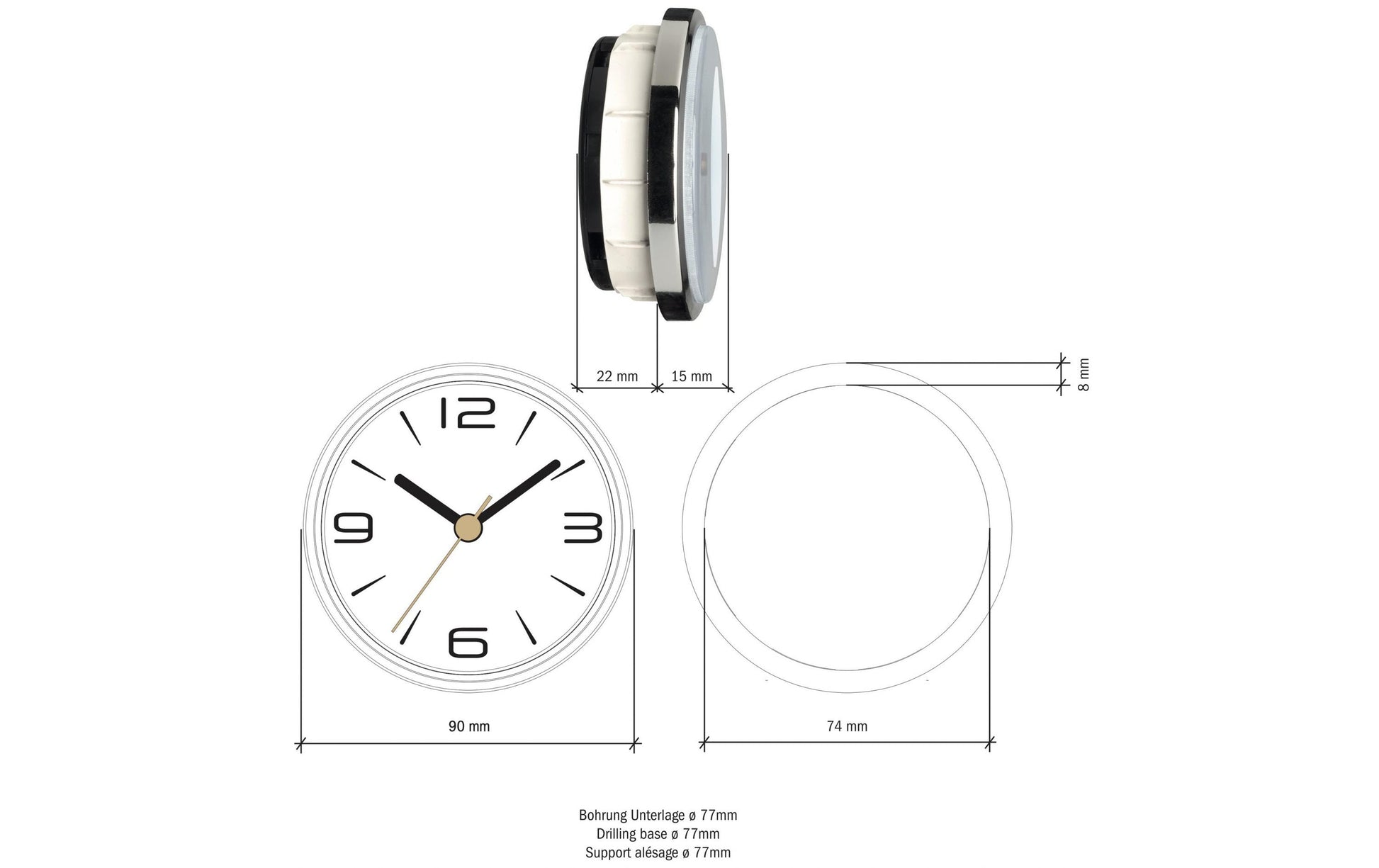 TFA-Dostmann TFA Dostmann Wanduhr – Analog, Ø 9 cm, silber, Kunststoff