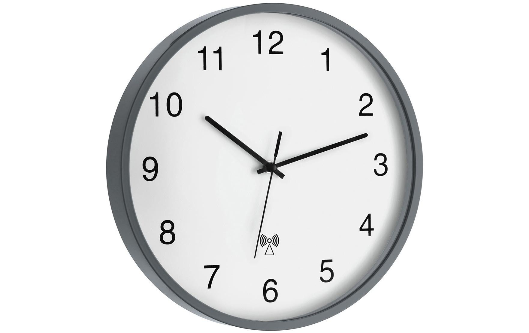 TFA-Dostmann TFA Dostmann Wanduhr – Funk, analog, Ø 30,2 cm, grau, Kunststoff/Glas