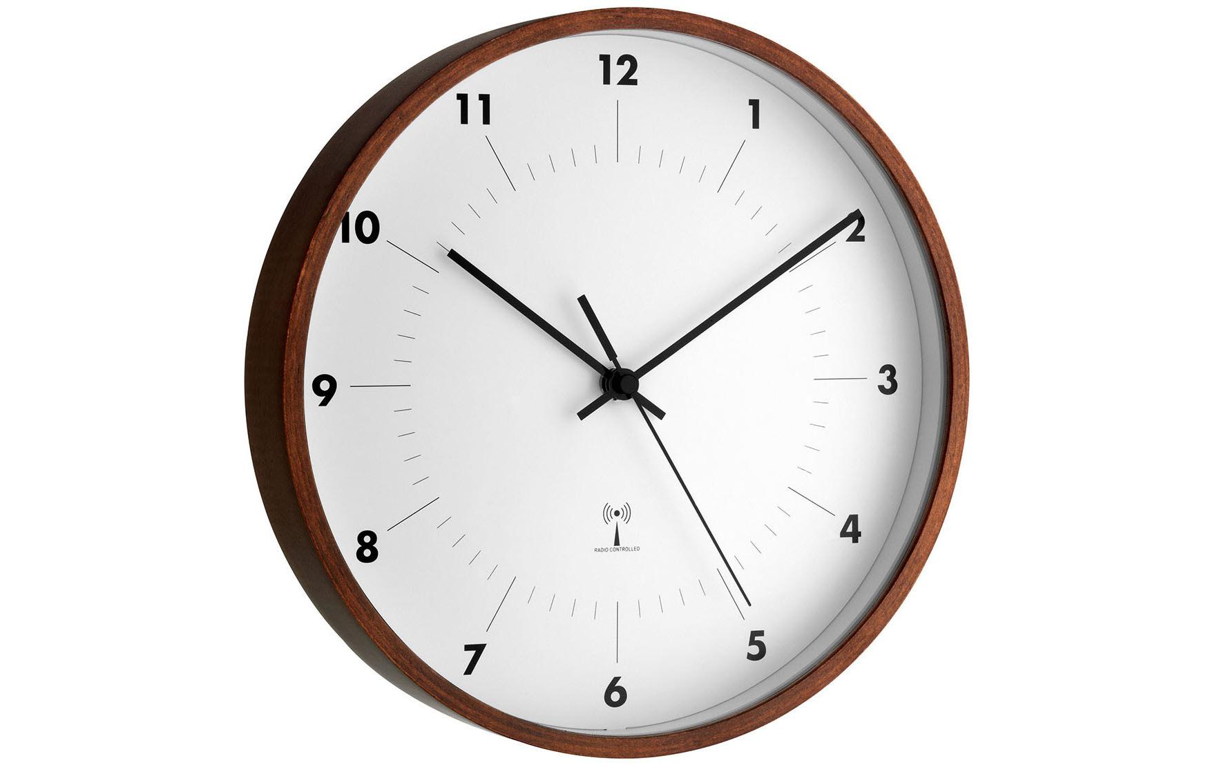 TFA-Dostmann TFA Dostmann Wanduhr – Funk, analog, Ø 25,5 cm, Braun, Holz/Glas
