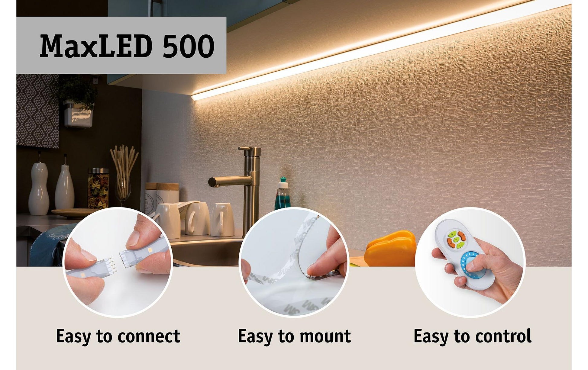 Paulmann LED-Strip MaxLED 500 – 2,5 m, 1375 lm, 16 W, 2700–6500 K, dimmbar, IP44, silber, beschichtet