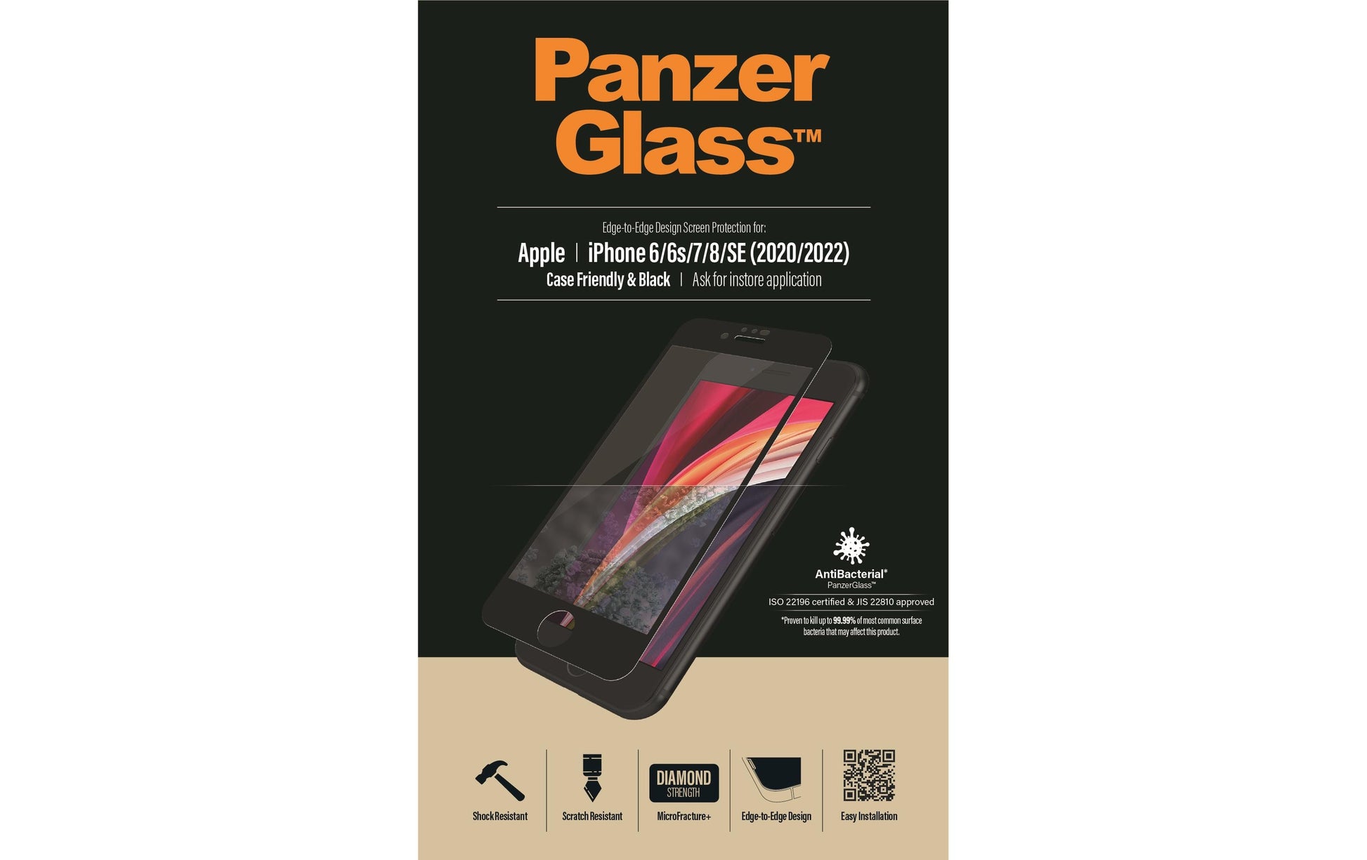 PanzerGlass Displayschutzglas – für Apple iPhone 6/6s/7 (und andere) – Hartglas, Transparent – 1er-Pack