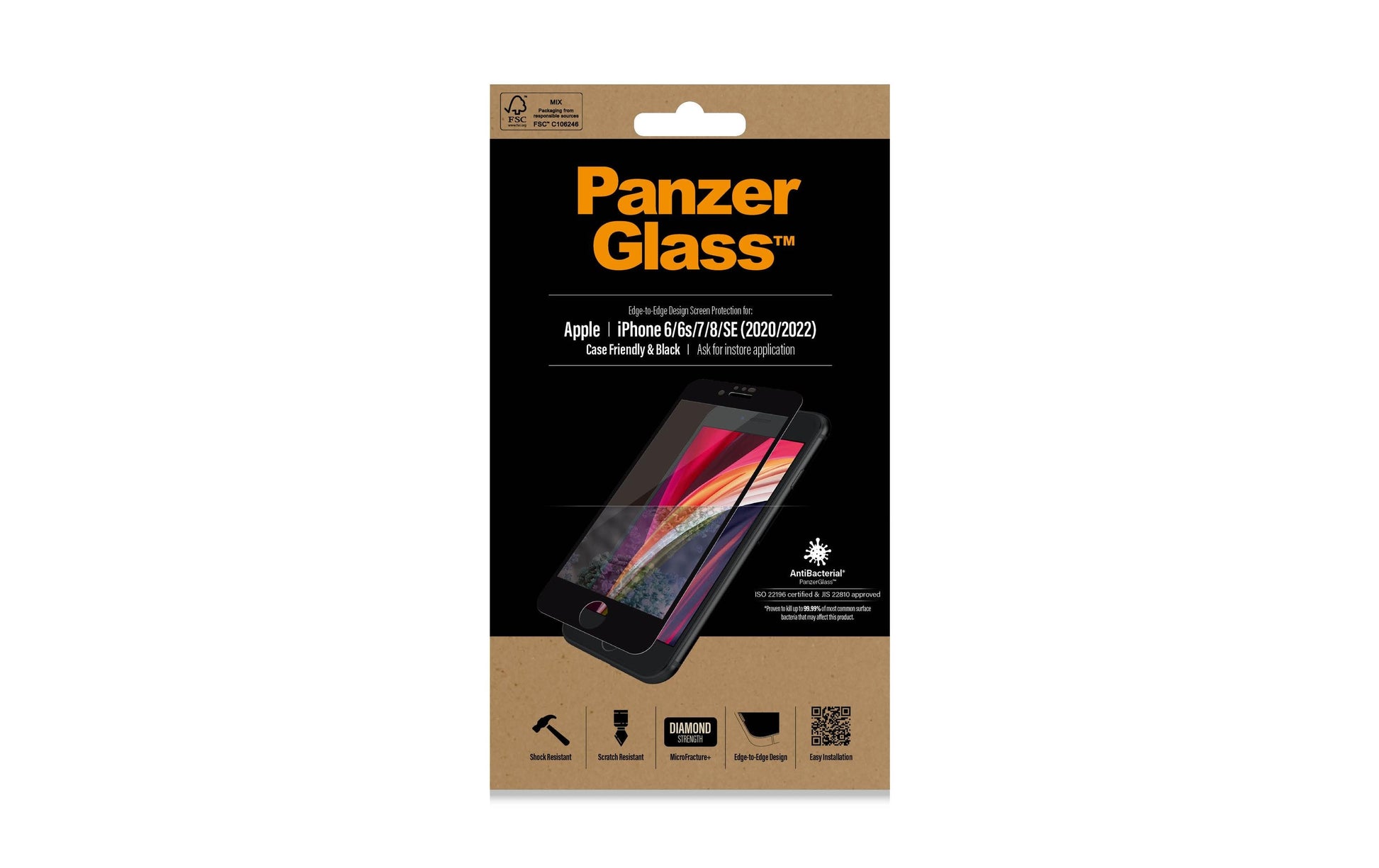 PanzerGlass Displayschutzglas – für Apple iPhone 6/6s/7 (und andere) – Hartglas, Transparent – 1er-Pack
