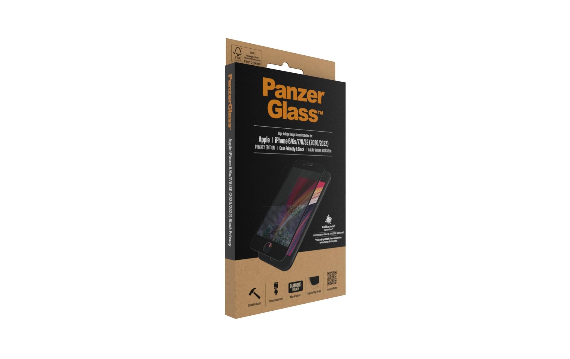 PanzerGlass Privacy-Filter (Panzerglas), Edge-to-Edge – für iPhone 6/6s/7 und andere