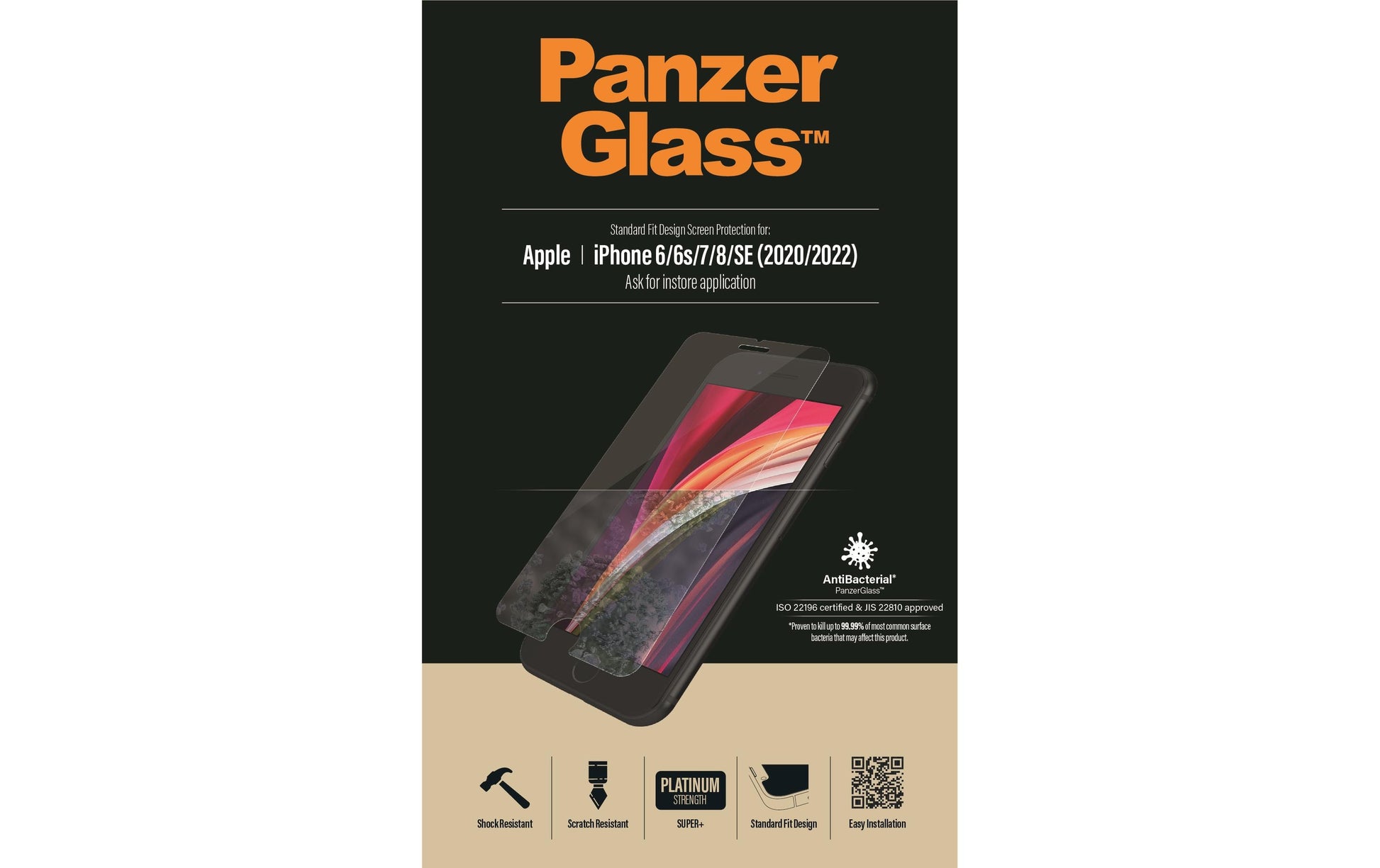 PanzerGlass Displayschutzglas – für Apple iPhone 6/6s/7 (u. a.) – Standard Fit, kratzresistent, fettabweisend