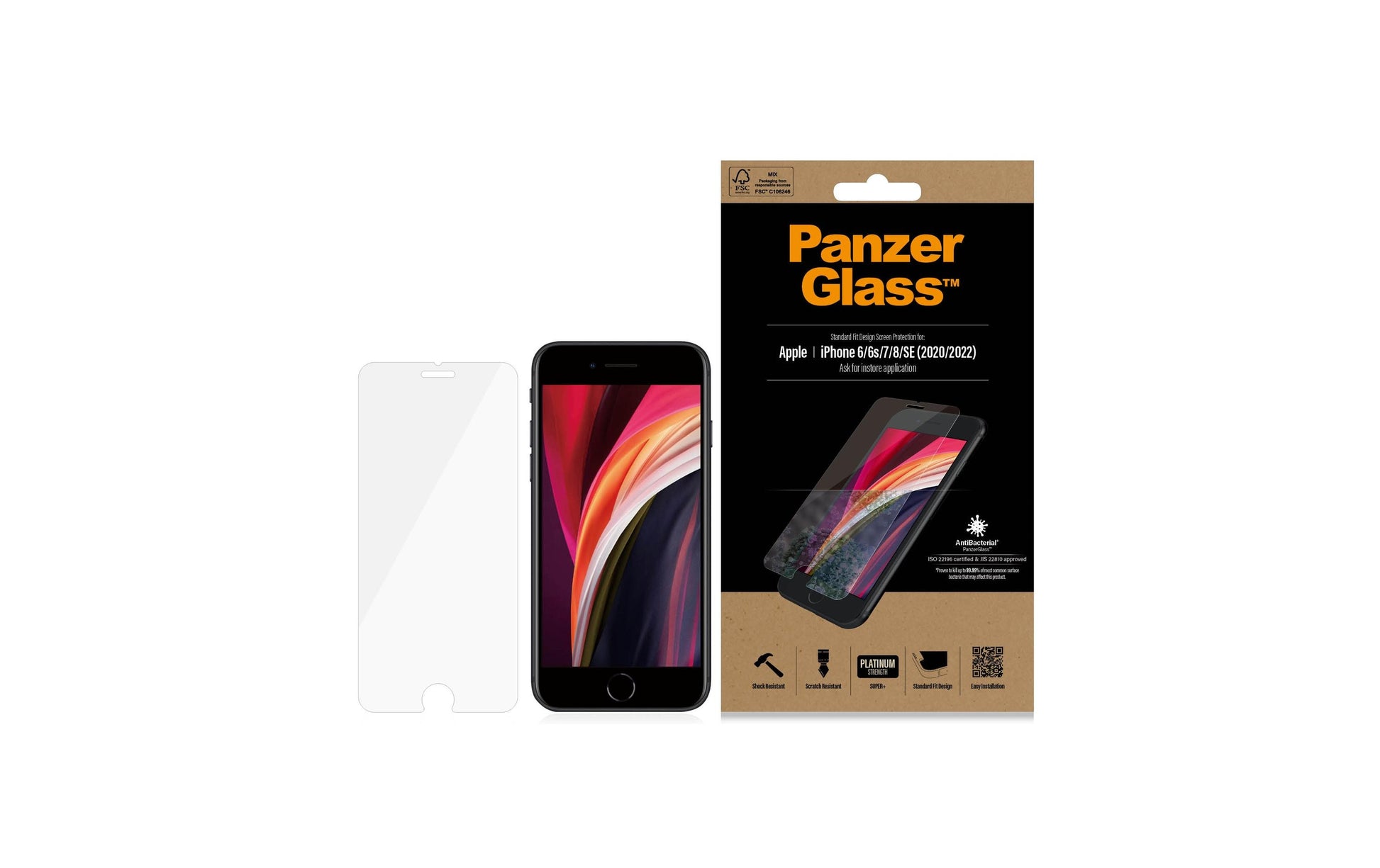 PanzerGlass Displayschutzglas – für Apple iPhone 6/6s/7 (u. a.) – Standard Fit, kratzresistent, fettabweisend