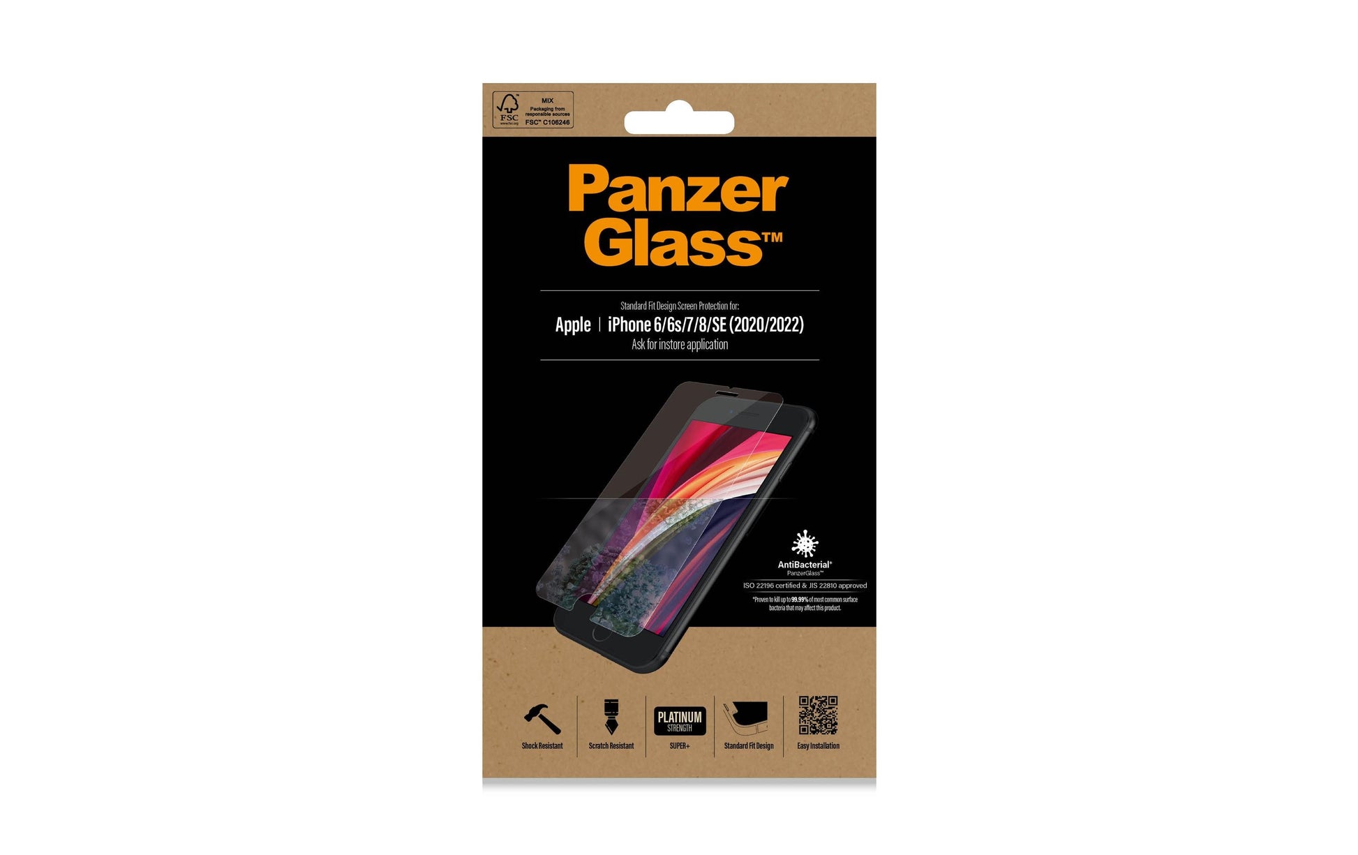 PanzerGlass Displayschutzglas – für Apple iPhone 6/6s/7 (u. a.) – Standard Fit, kratzresistent, fettabweisend