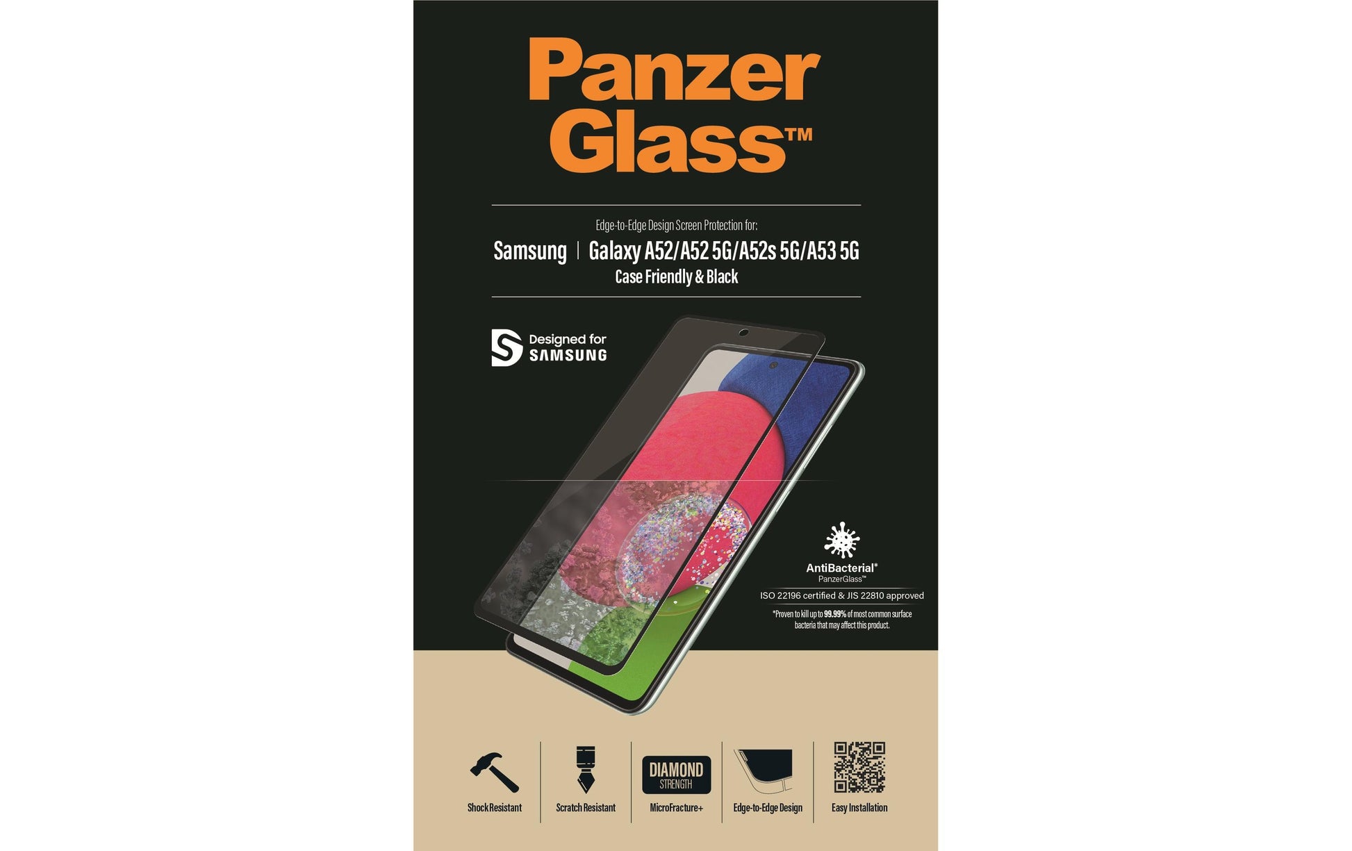 PanzerGlass Displayschutzglas – für Samsung Galaxy A52/A52 5G/A53 – Hartglas, Transparent