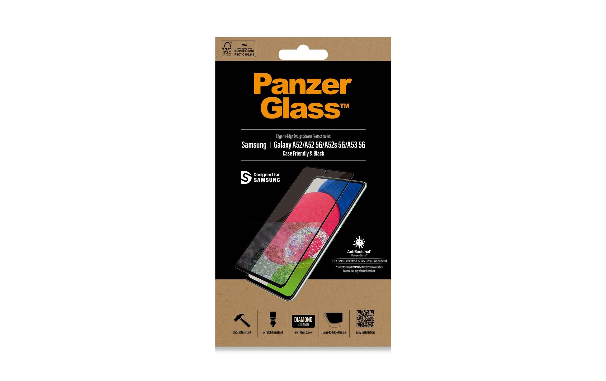PanzerGlass Displayschutzglas – für Samsung Galaxy A52/A52 5G/A53 – Hartglas, Transparent
