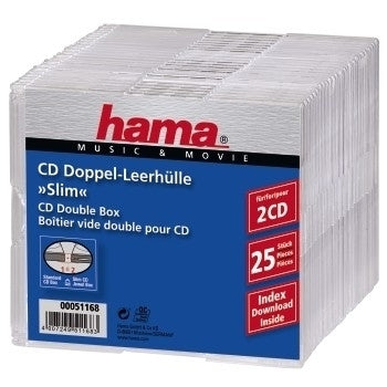 Hama CD-Hülle – 2 Disks, Polystyrol, 125 × 142 × 5,2 mm, 25er Pack