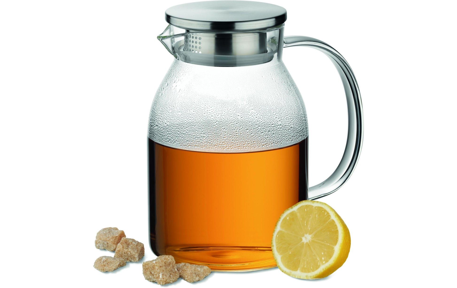 Kela Karaffe Luna – 1,8 l, Ø 12 cm, H 21 cm, Borosilikatglas/Edelstahl, mit Deckel, spülmaschinenfest