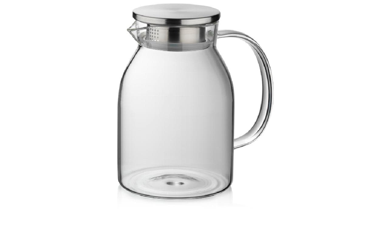 Kela Karaffe Luna – 1,8 l, Ø 12 cm, H 21 cm, Borosilikatglas/Edelstahl, mit Deckel, spülmaschinenfest