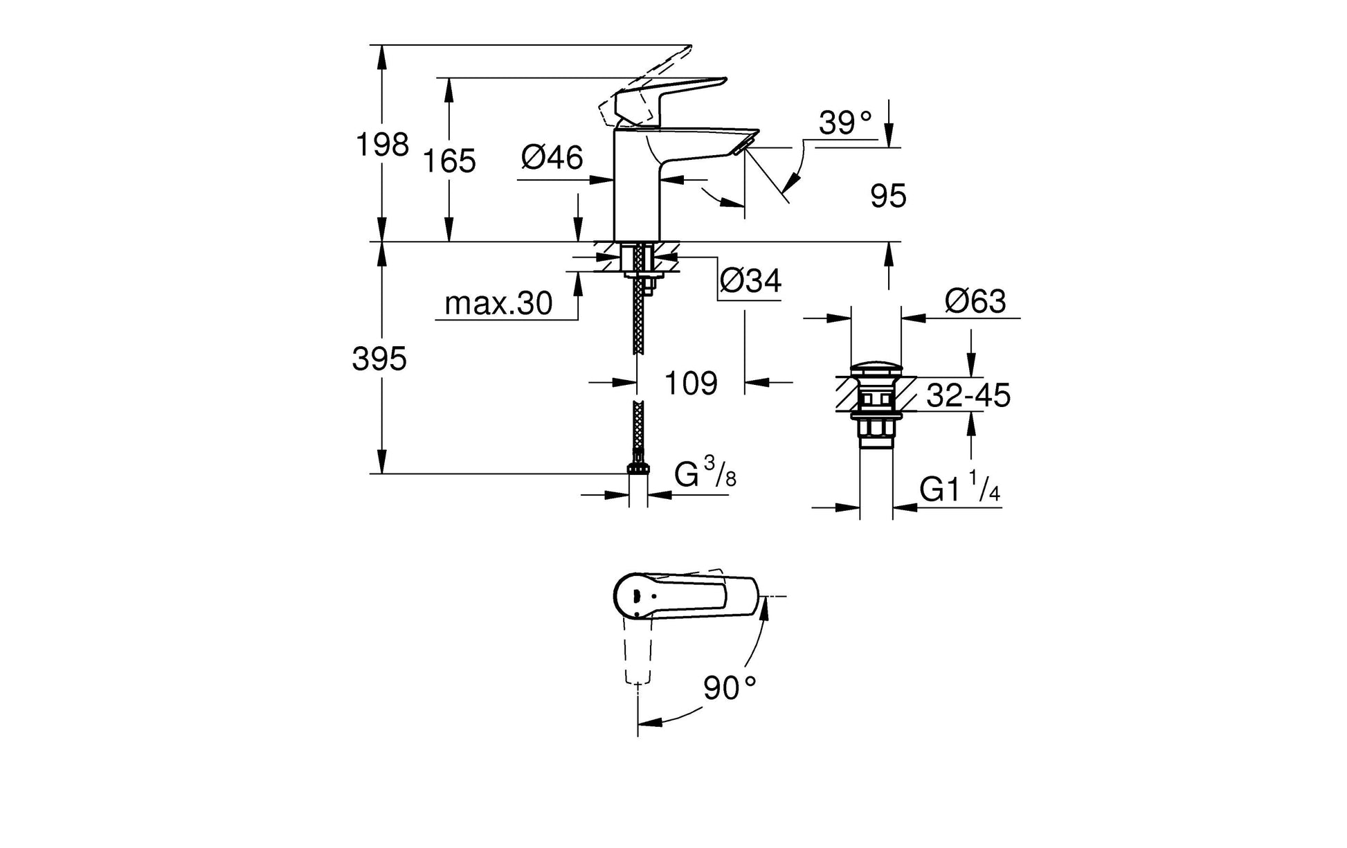 GROHE Badebatterie (Unterputz) Start – Einhebelmischer, Metall, Chrom