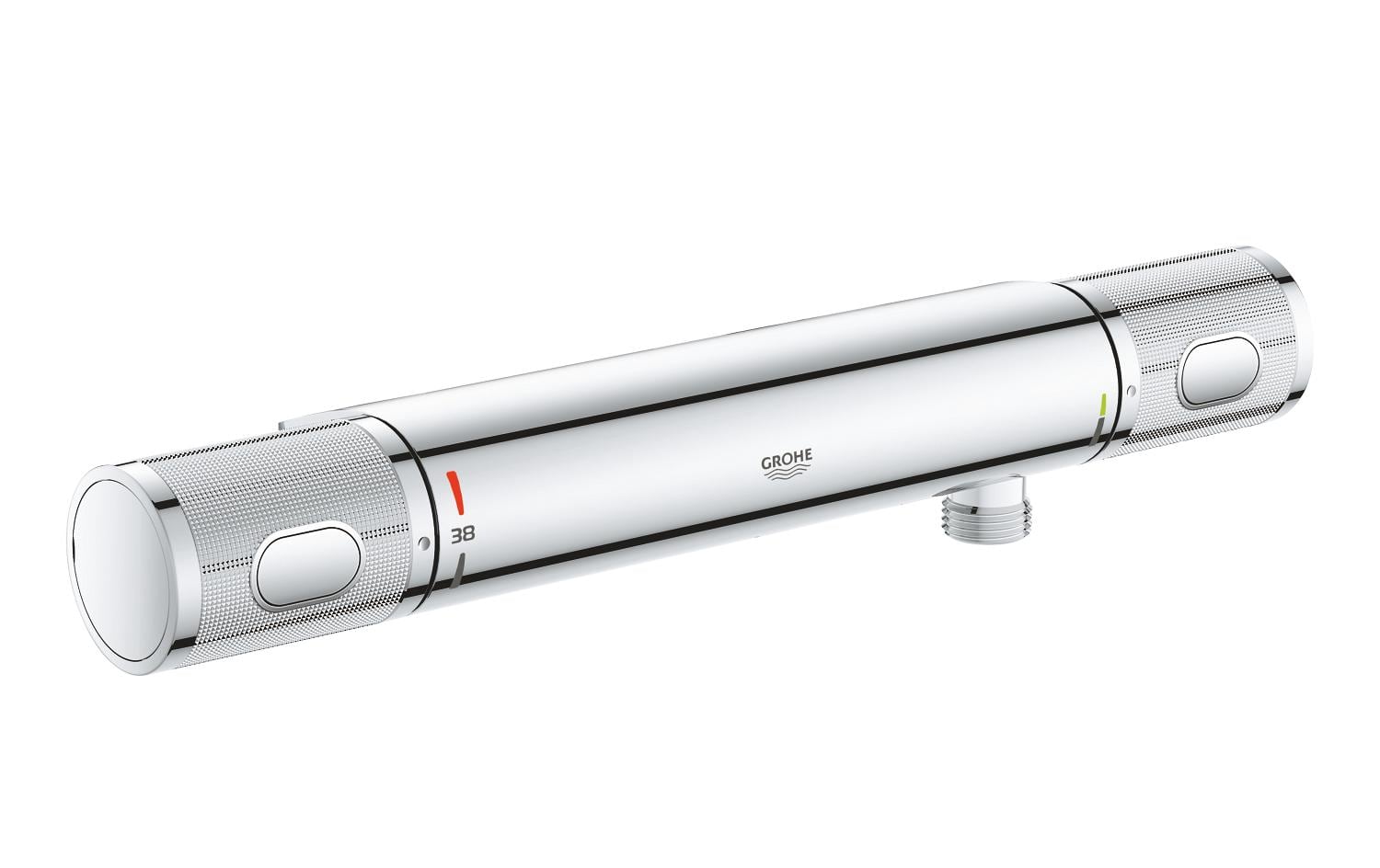 GROHE Badebatterie Precision Flow – 1/2", Messing, Aufputz-Thermostat, Edelstahl