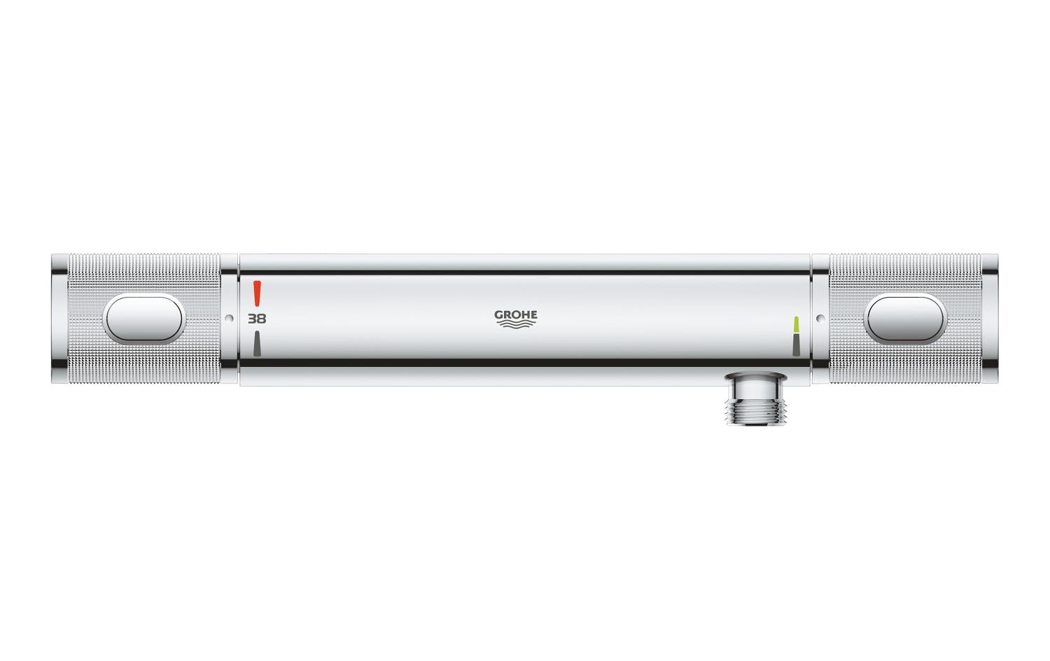GROHE Badebatterie Precision Flow – 1/2", Messing, Aufputz-Thermostat, Edelstahl