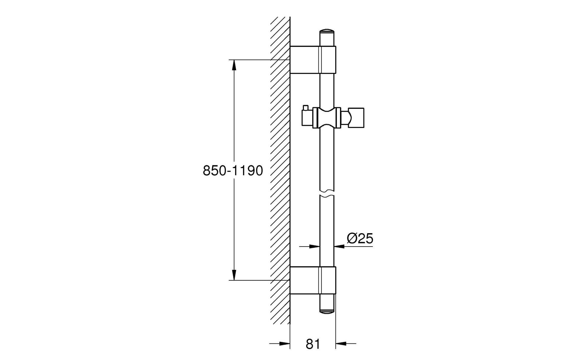 GROHE Wannengriff – 115 cm, Metall/Chrom, Wandmontiert