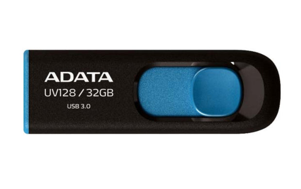 ADATA DashDrive UV128 USB-Stick 128 GB – USB-A 3.2 Gen 1, 90/40 MB/s, Dia, Schwarz/Blau